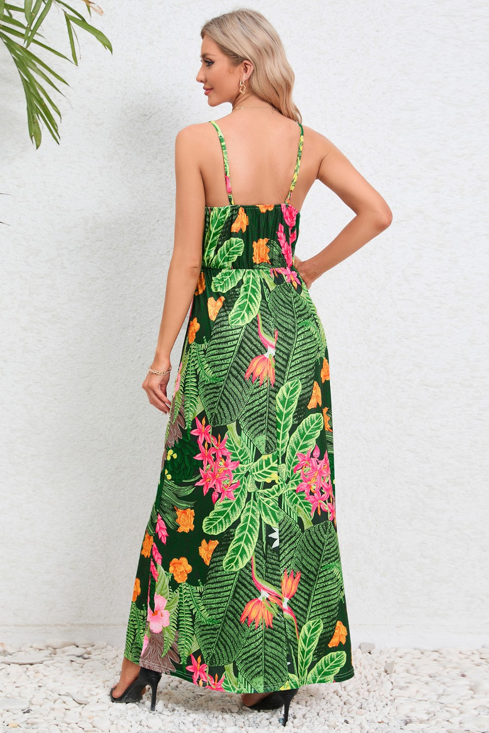 Blue Zone Planet | Printed Surplice Maxi Cami Dress BLUE ZONE PLANET