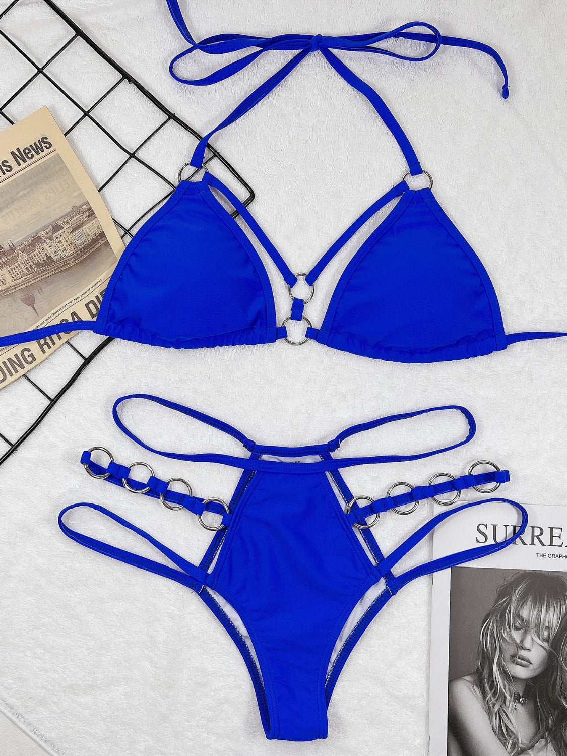 Blue Zone Planet | Cutout Halter Neck Two-Piece Bikini Set BLUE ZONE PLANET