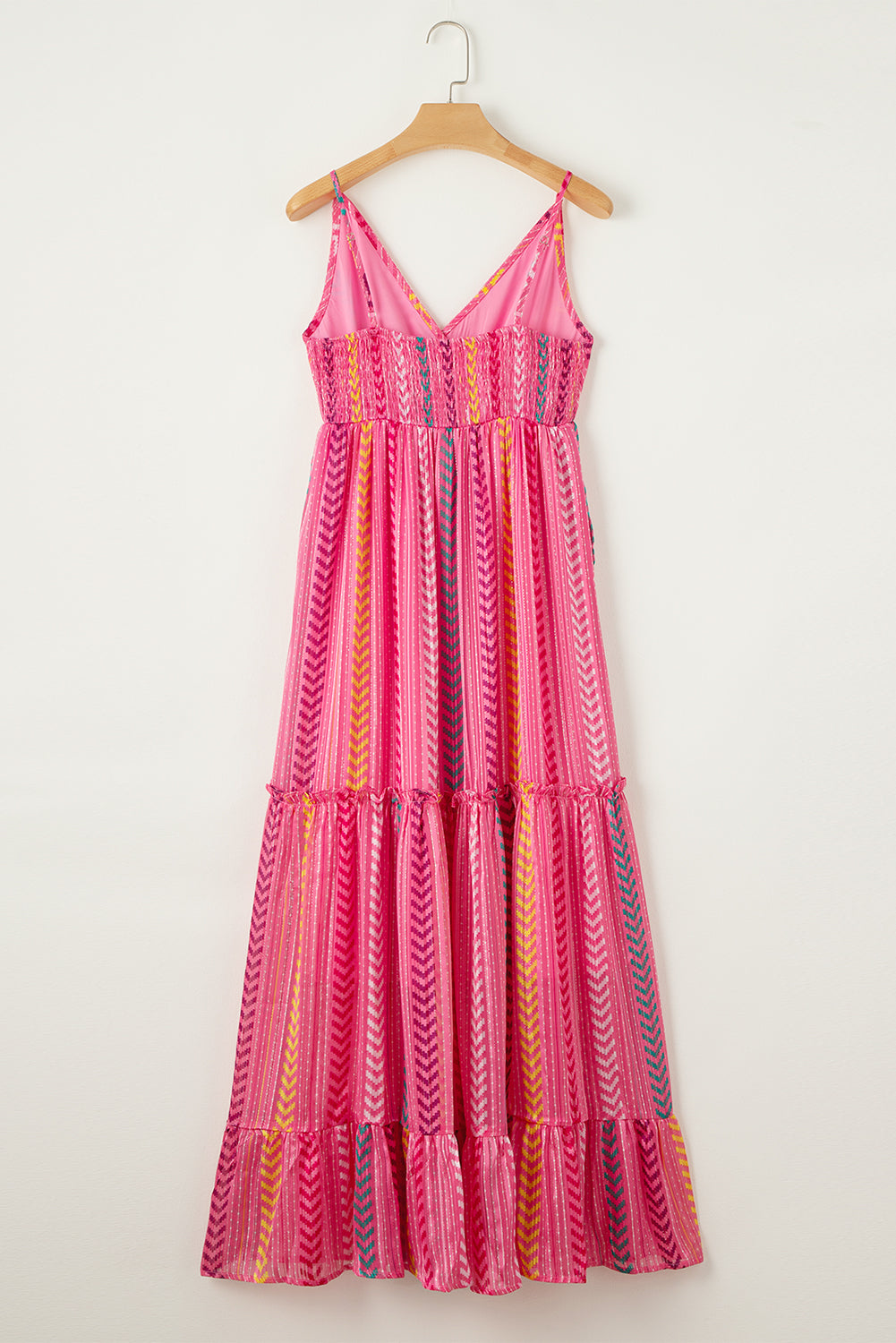 Blue Zone Planet | Pink Western Printed Tassel Tie V Neck Wrap Maxi Dress Blue Zone Planet