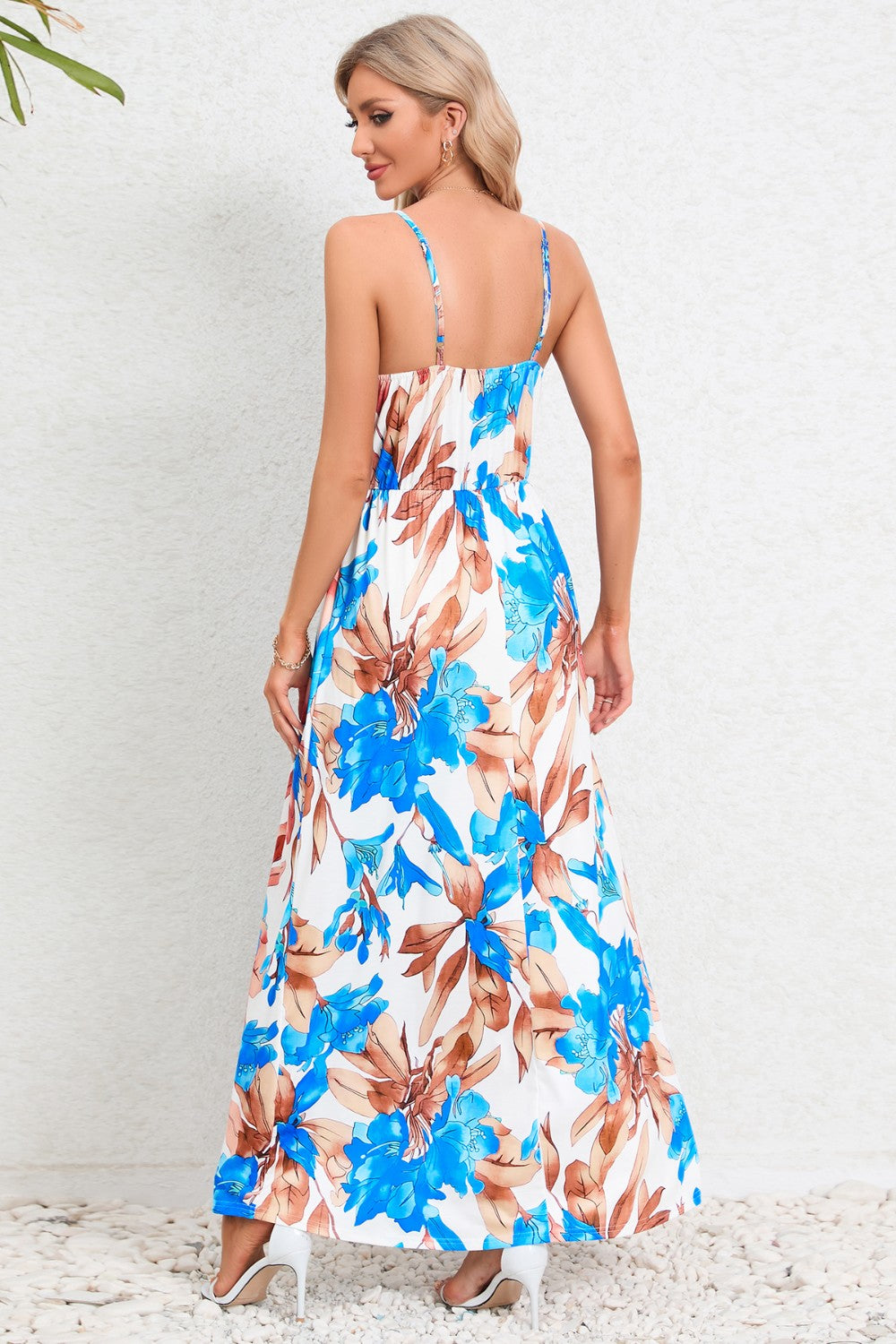 Blue Zone Planet | Printed Surplice Maxi Cami Dress BLUE ZONE PLANET