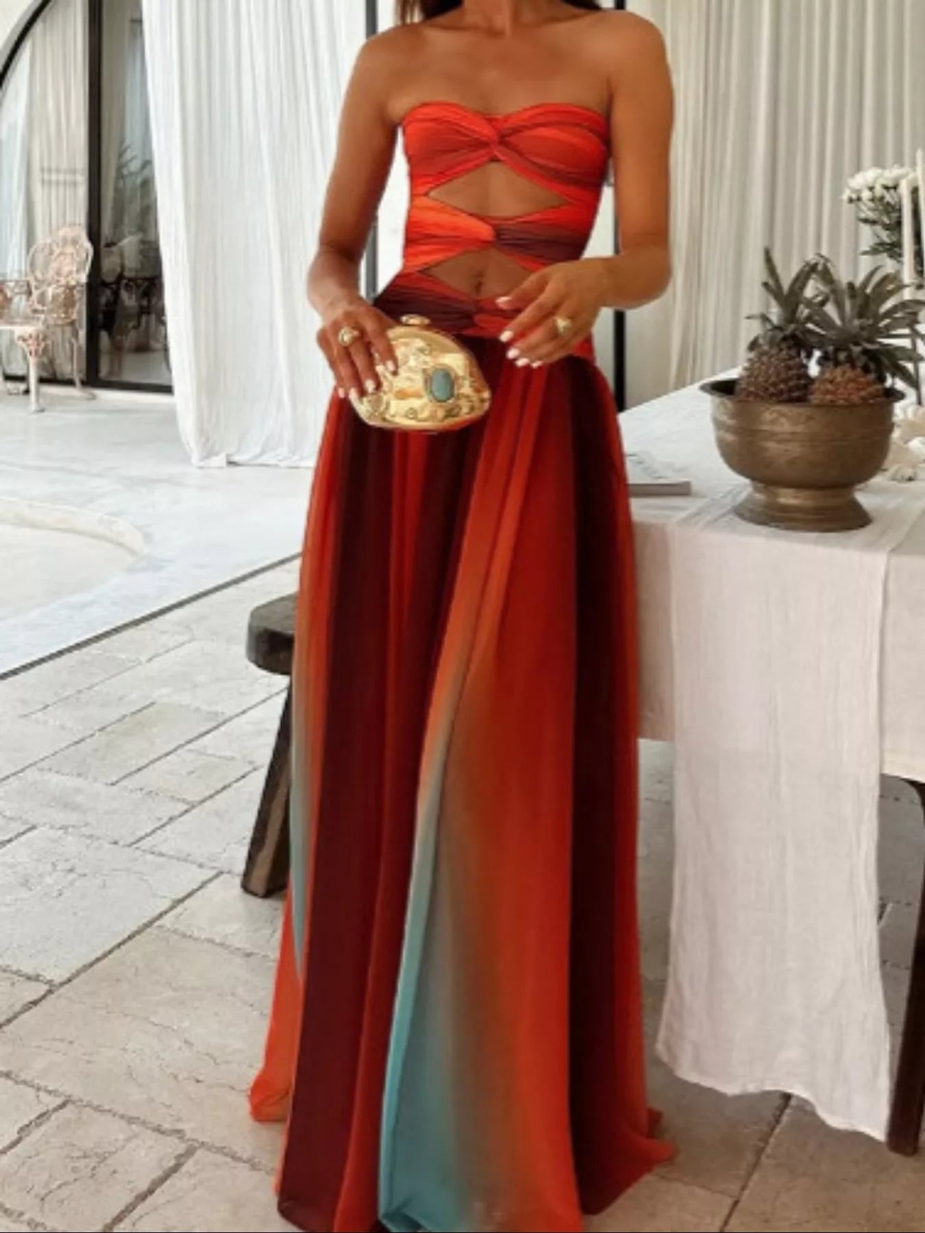 strapless cutout dress Junipa Chocolate Brown Maxi - US 4 24/7 Online Service. Audrey Strapless Cut Out Mini