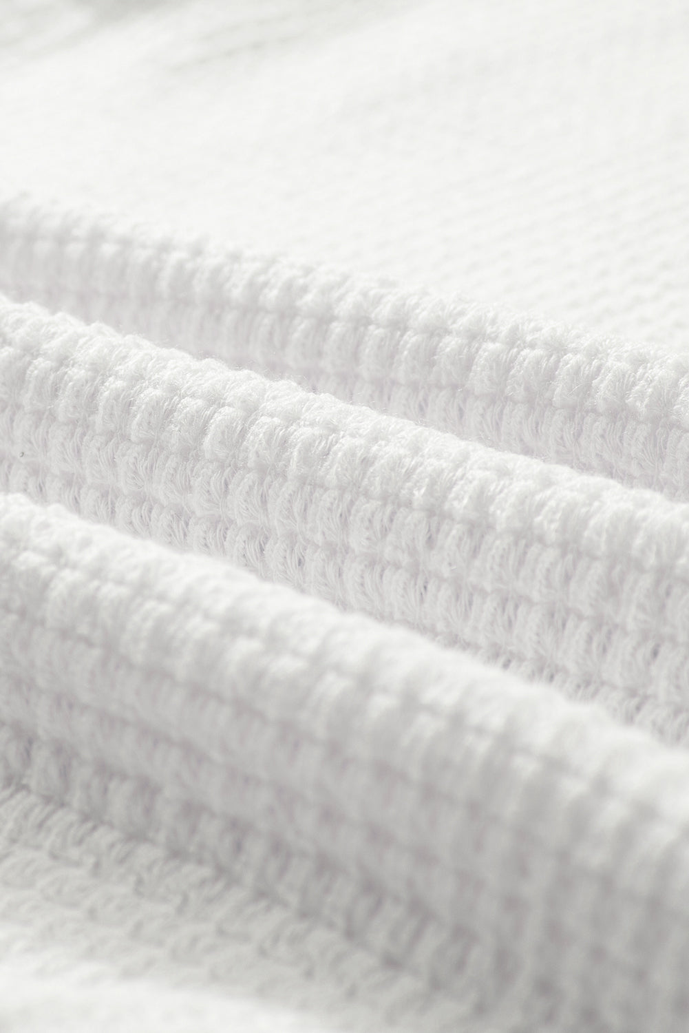 Blue Zone Planet |  White V Neck Petal Sleeve Waffle Knit T-Shirt Blue Zone Planet