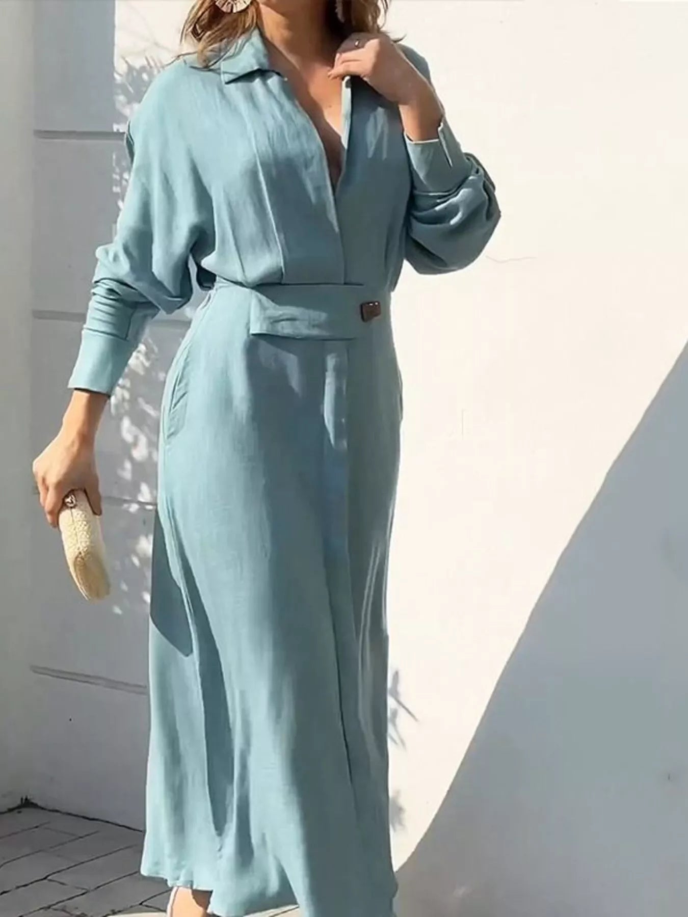 long shirt dress with slits Meichang Womens Button Down Shirt Dresses Casual Cotton Linen Shirt Dress Long Sleeve Collar Beach Cover Ups Side Slit Hem Lightweight Summer Maxi Dress with Pocket