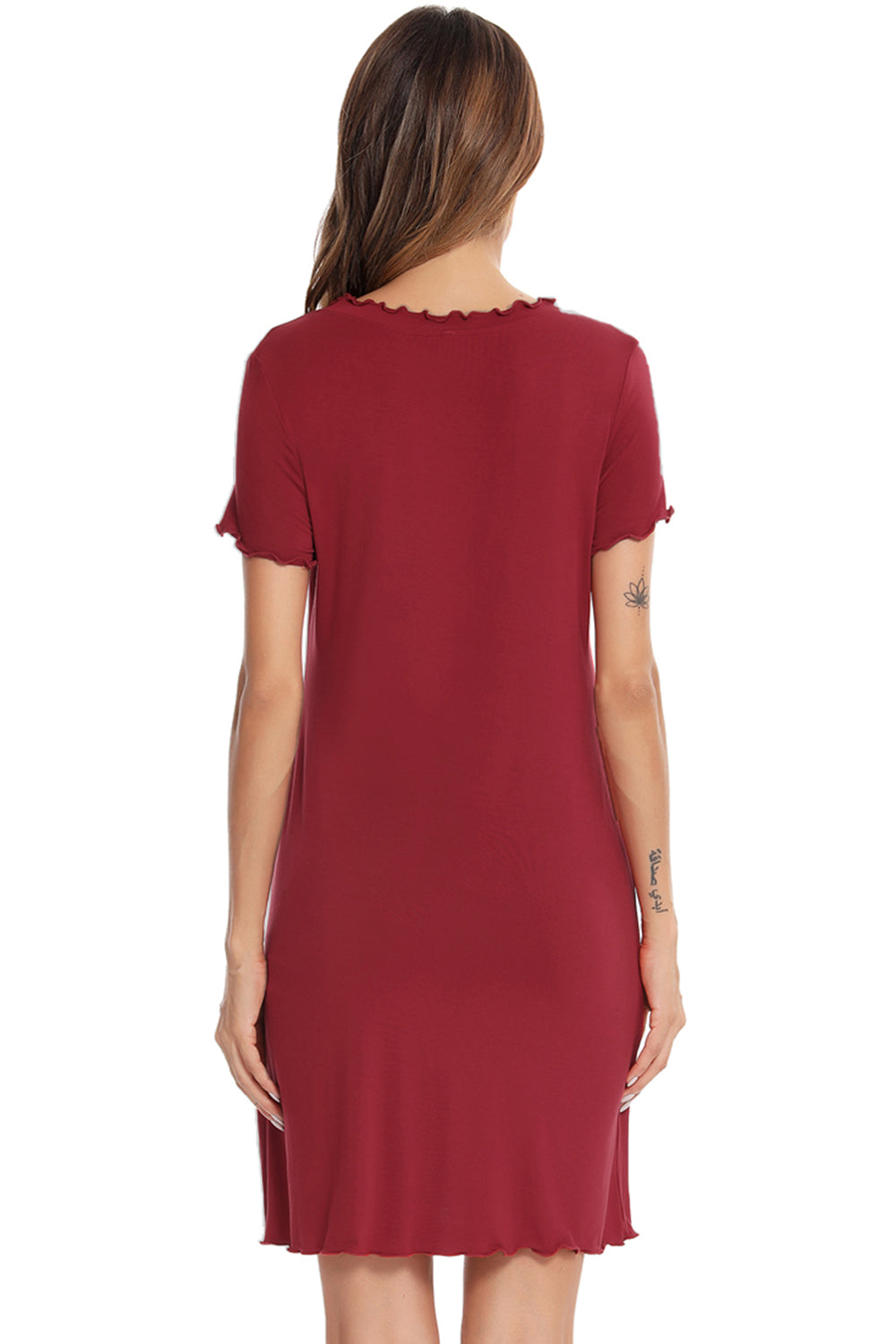 Blue Zone Planet | Round Neck Short Sleeve Lounge Dress BLUE ZONE PLANET