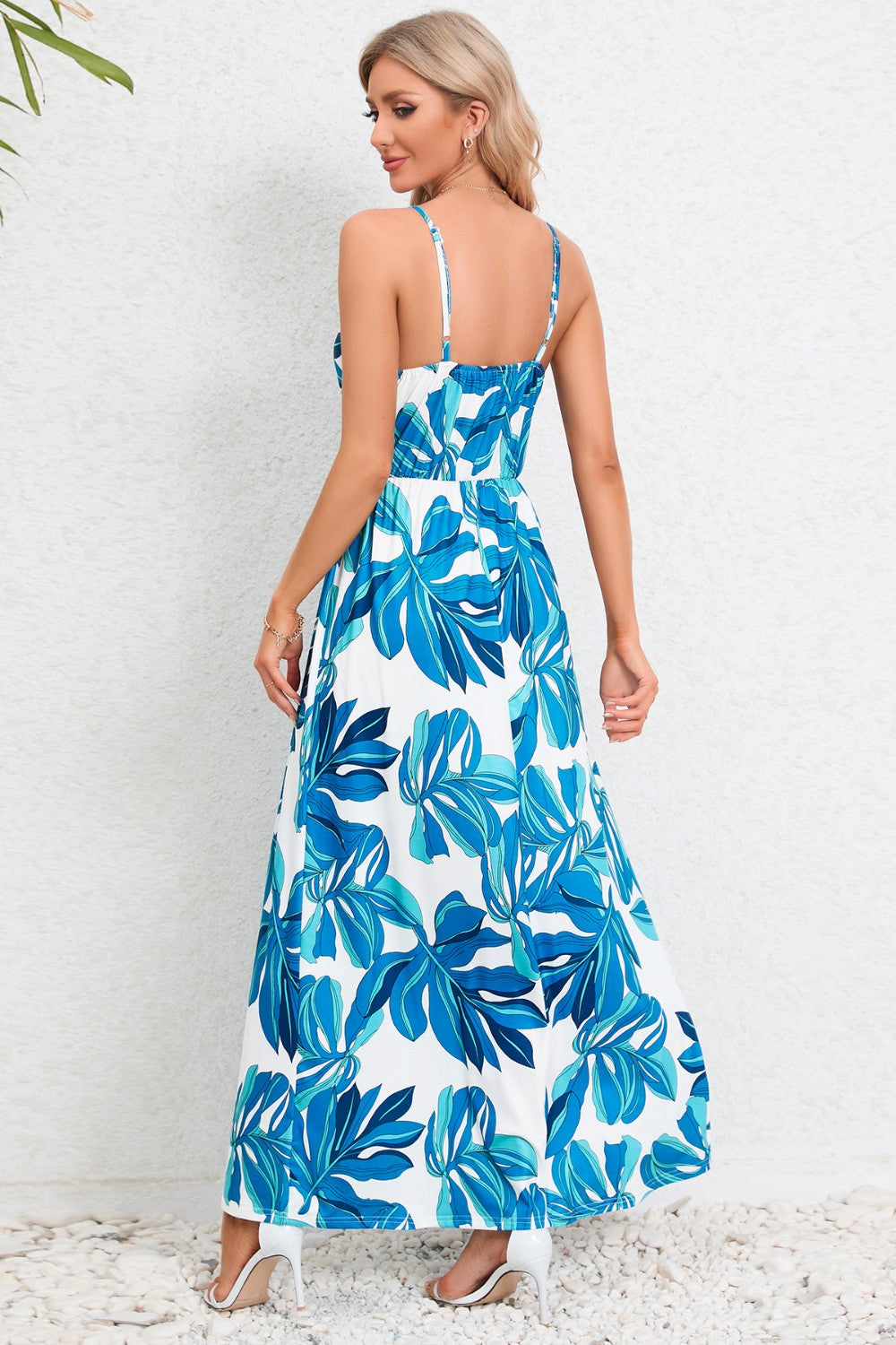 Blue Zone Planet | Printed Surplice Maxi Cami Dress BLUE ZONE PLANET