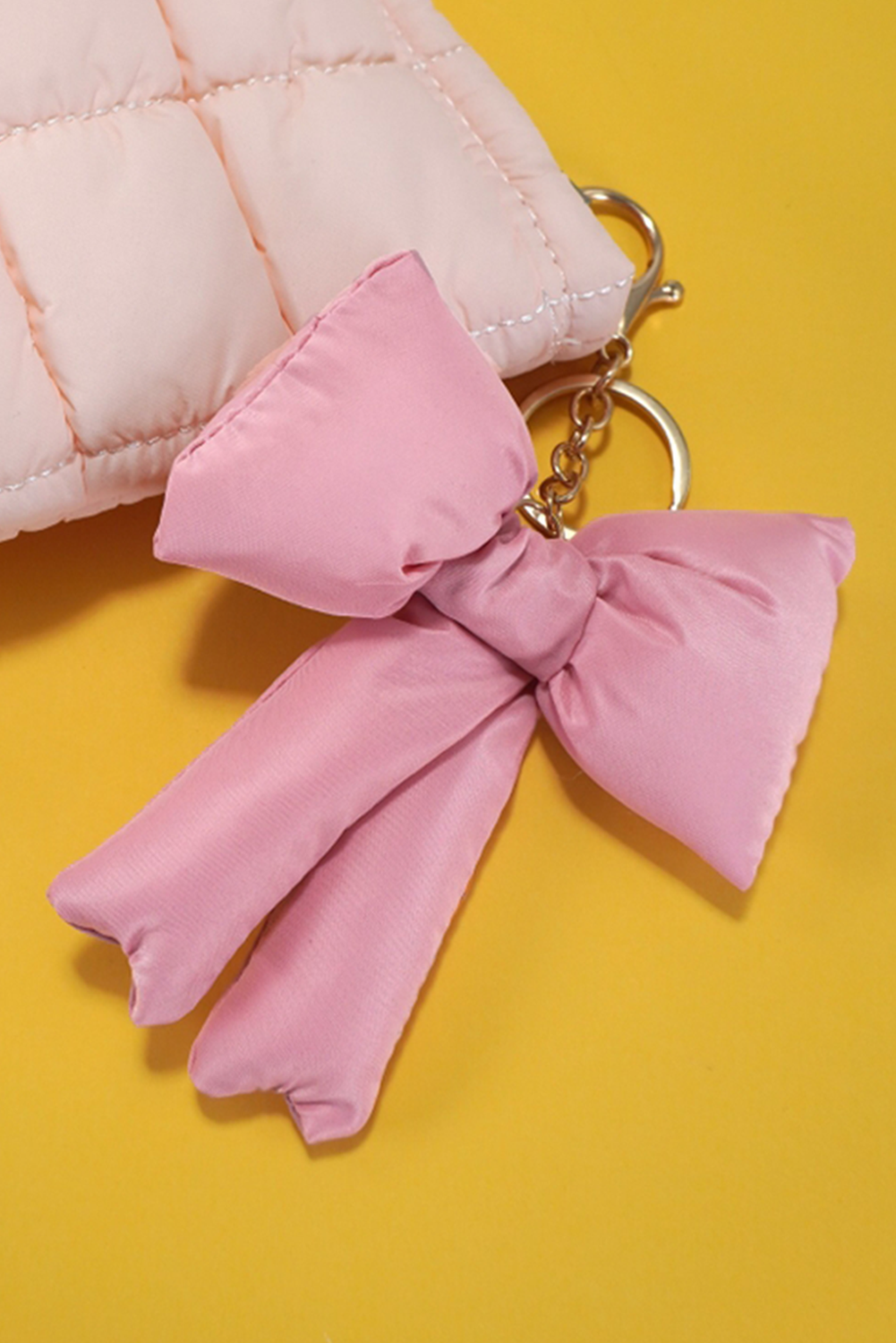 Pink Puff Bow Bag Charm Cute Keychain Blue Zone Planet