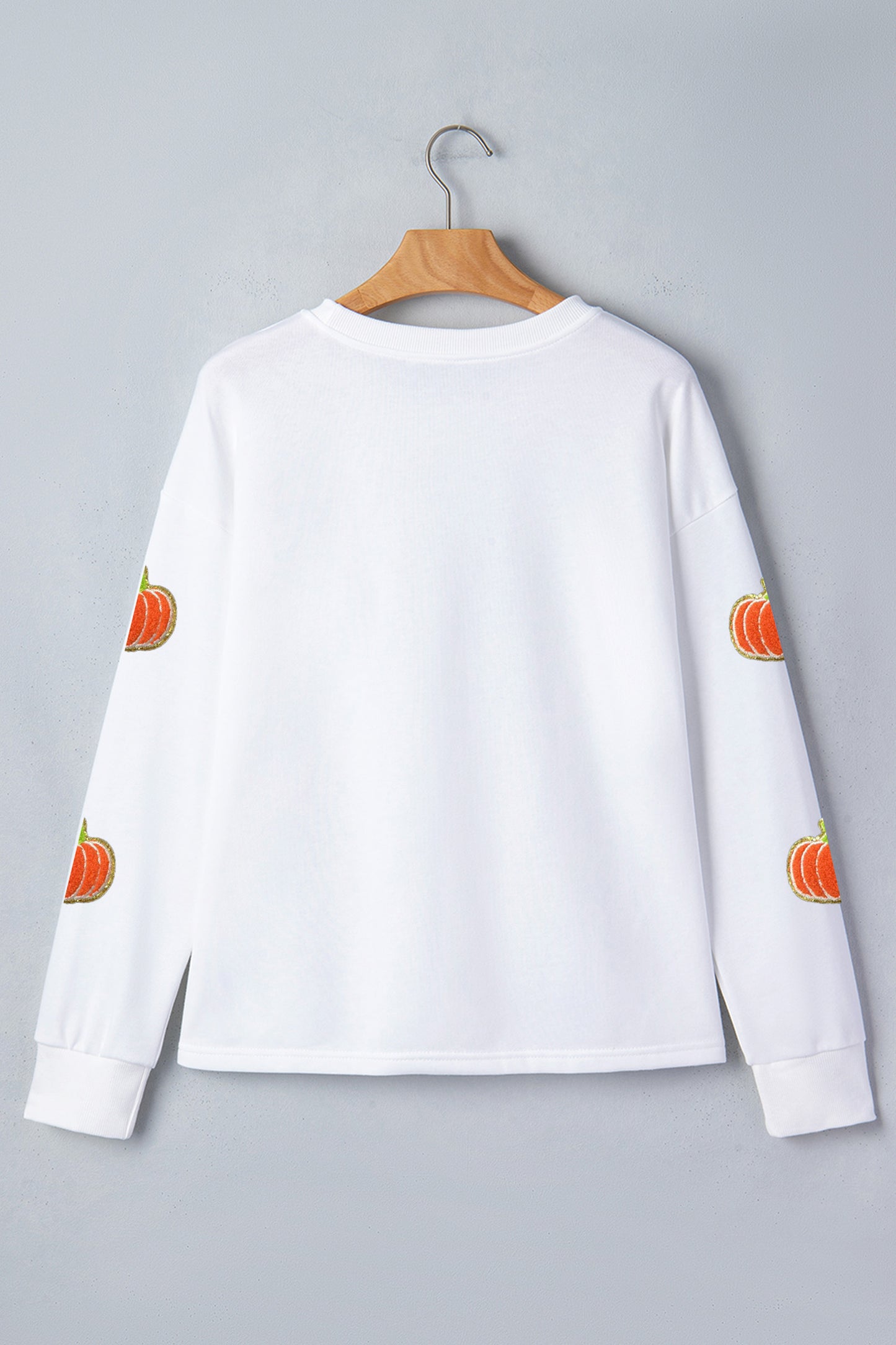 White Glitter Chenille Pumpkin Patch Graphic Long Sleeve Top