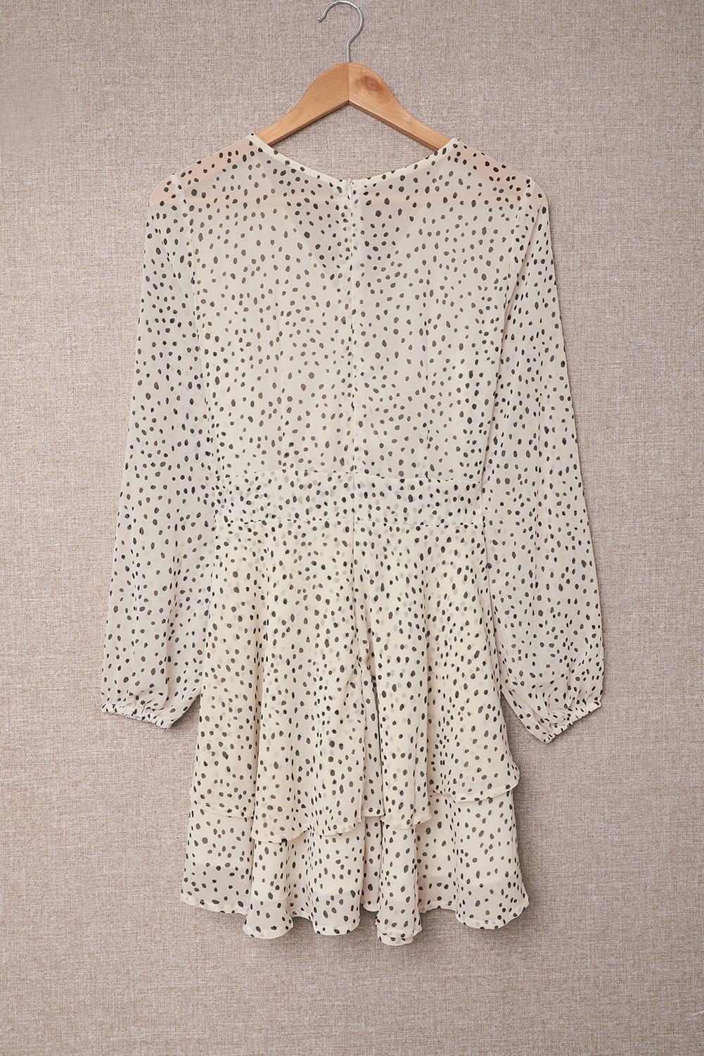 Blue Zone Planet | Tied Polka Dot Balloon Sleeve Layered Dress BLUE ZONE PLANET