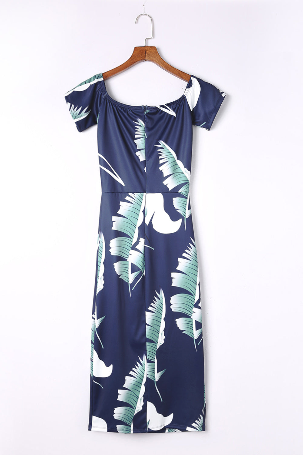 Pink Floral Print Off Shoulder Slit Bodycon Midi Dress Blue Zone Planet