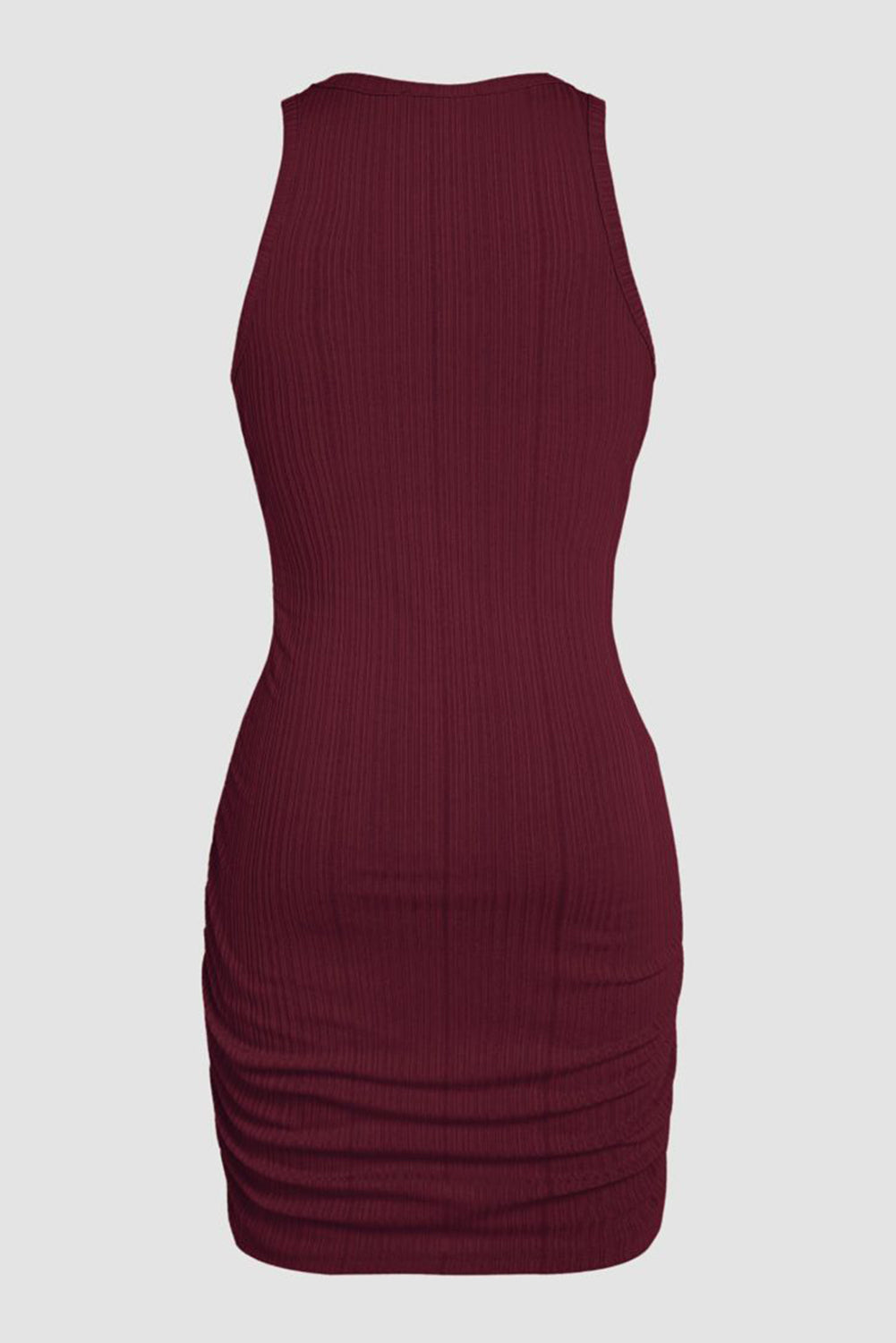 Blue Zone Planet | Red Dahlia Ruched Sleeveless Bodycon Dress Blue Zone Planet
