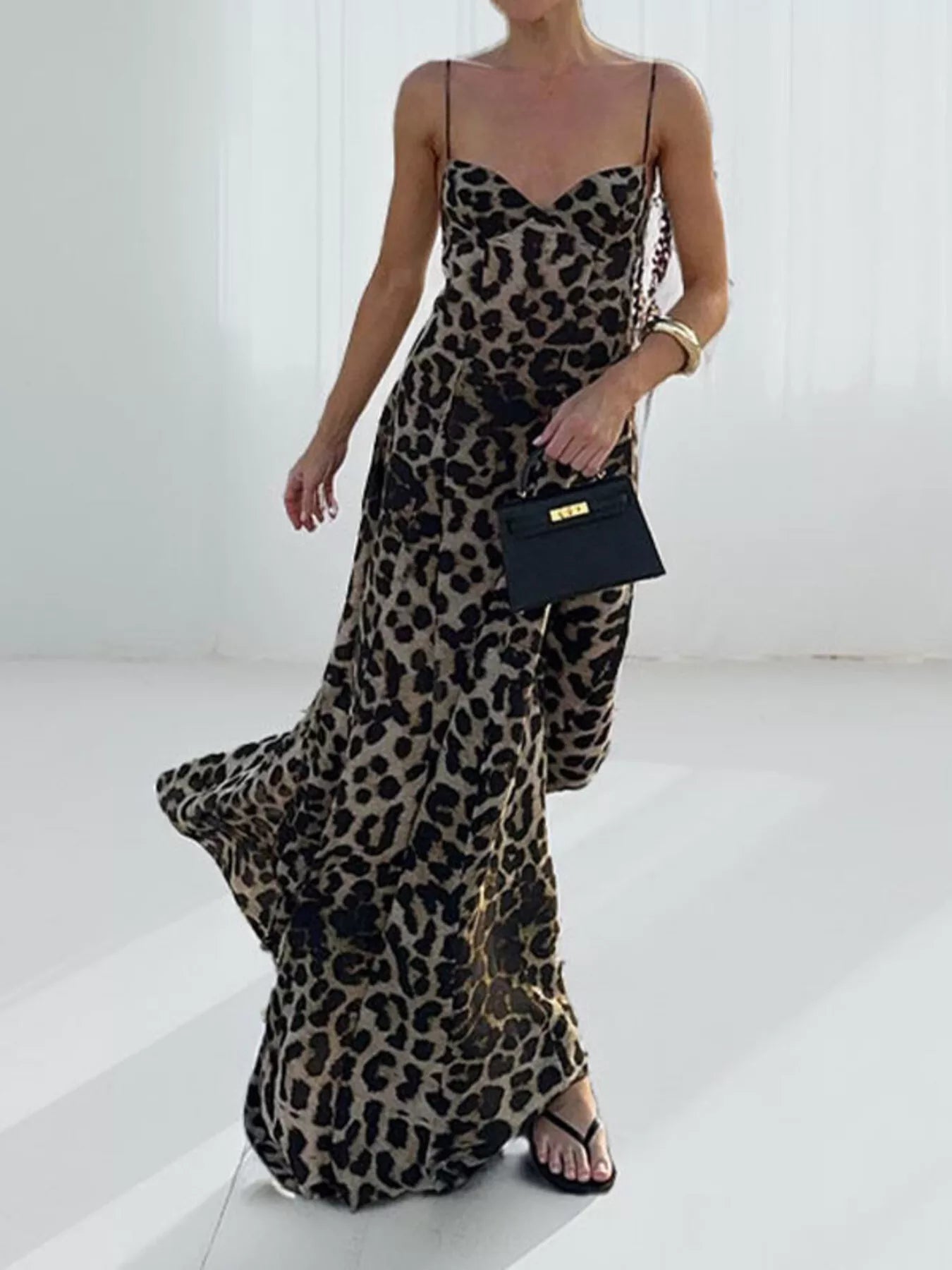 sweetheart neck maxi dress Leopard Sweetheart Neck Maxi Dress – Blue Zone Planet