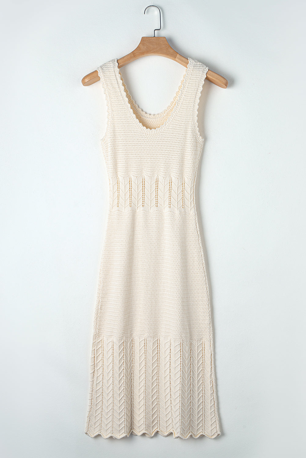 Beige Mix Texture Knitted Sleeveless Sweater Dress-Dresses/Sweater Dresses-[Adult]-[Female]-2022 Online Blue Zone Planet