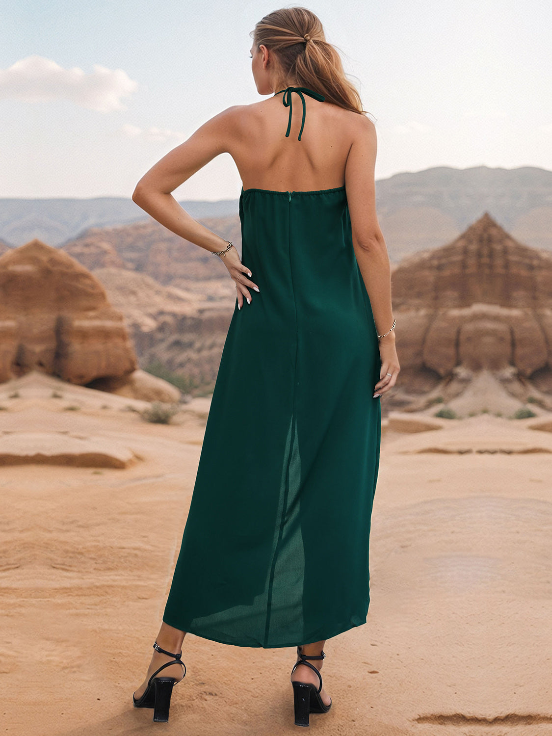 Blue Zone Planet |  Layered Halter Neck Wide Leg Jumpsuit BLUE ZONE PLANET