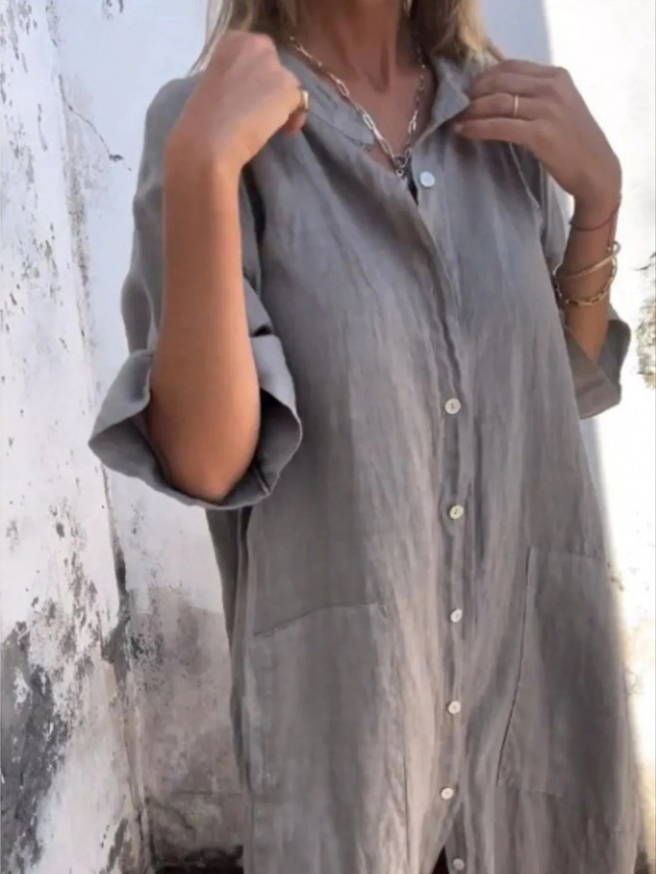 linen shirt dress plus size Plus Size Linen Dress With Long Sleeves ELISE, Long Button Down Dress, Organic Linen Kaftan Dress, Linen Dress Shirt Dress, Maternity Dress
