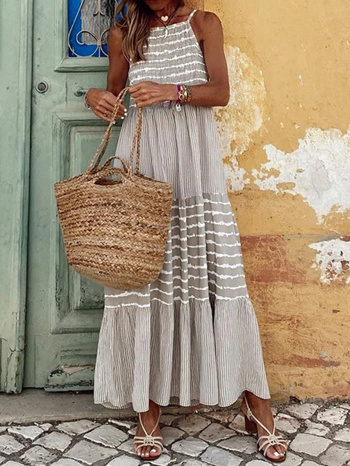 Blue Zone Planet | Tiered Striped Sleeveless Cami Dress BLUE ZONE PLANET
