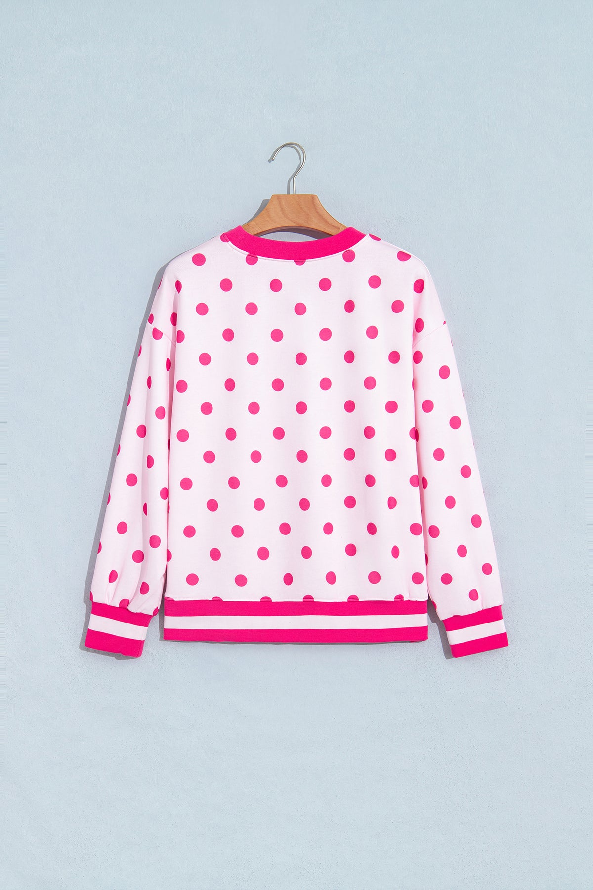 Brown Polka Dot Colorblock Round Neck Pullover Sweatshirt