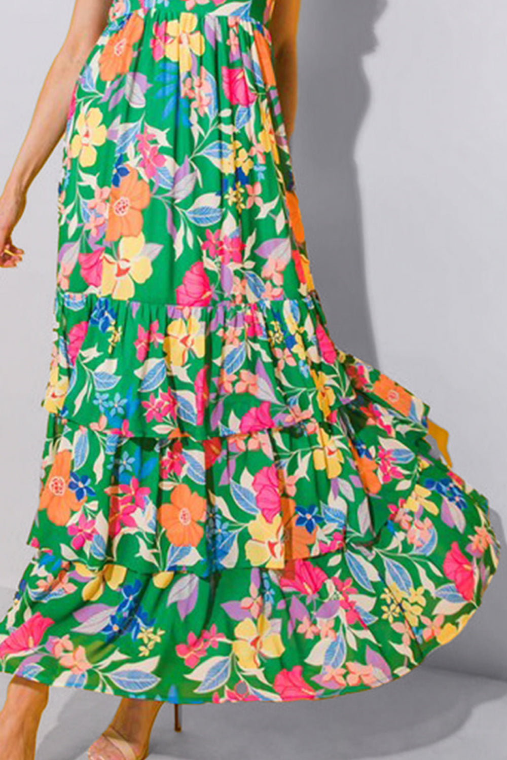 Blue Zone Planet | Tiered Ruffled Printed Sleeveless Dress BLUE ZONE PLANET