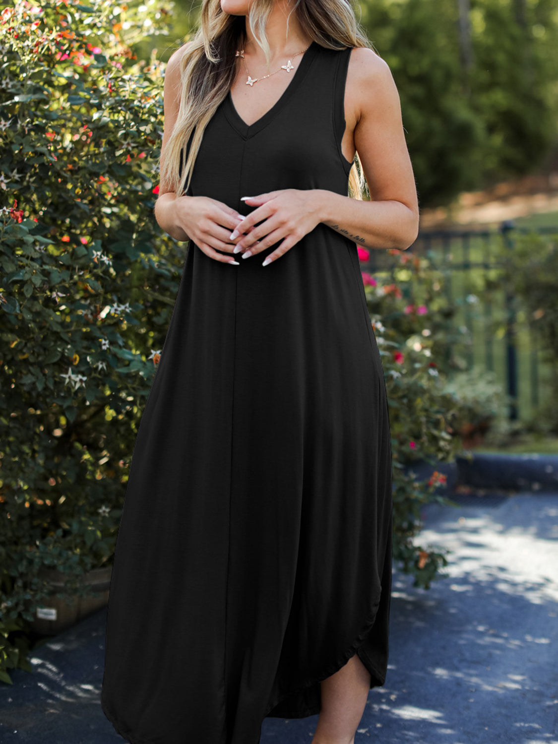 Blue Zone Planet | Full Size V-Neck Midi Tank Dress BLUE ZONE PLANET