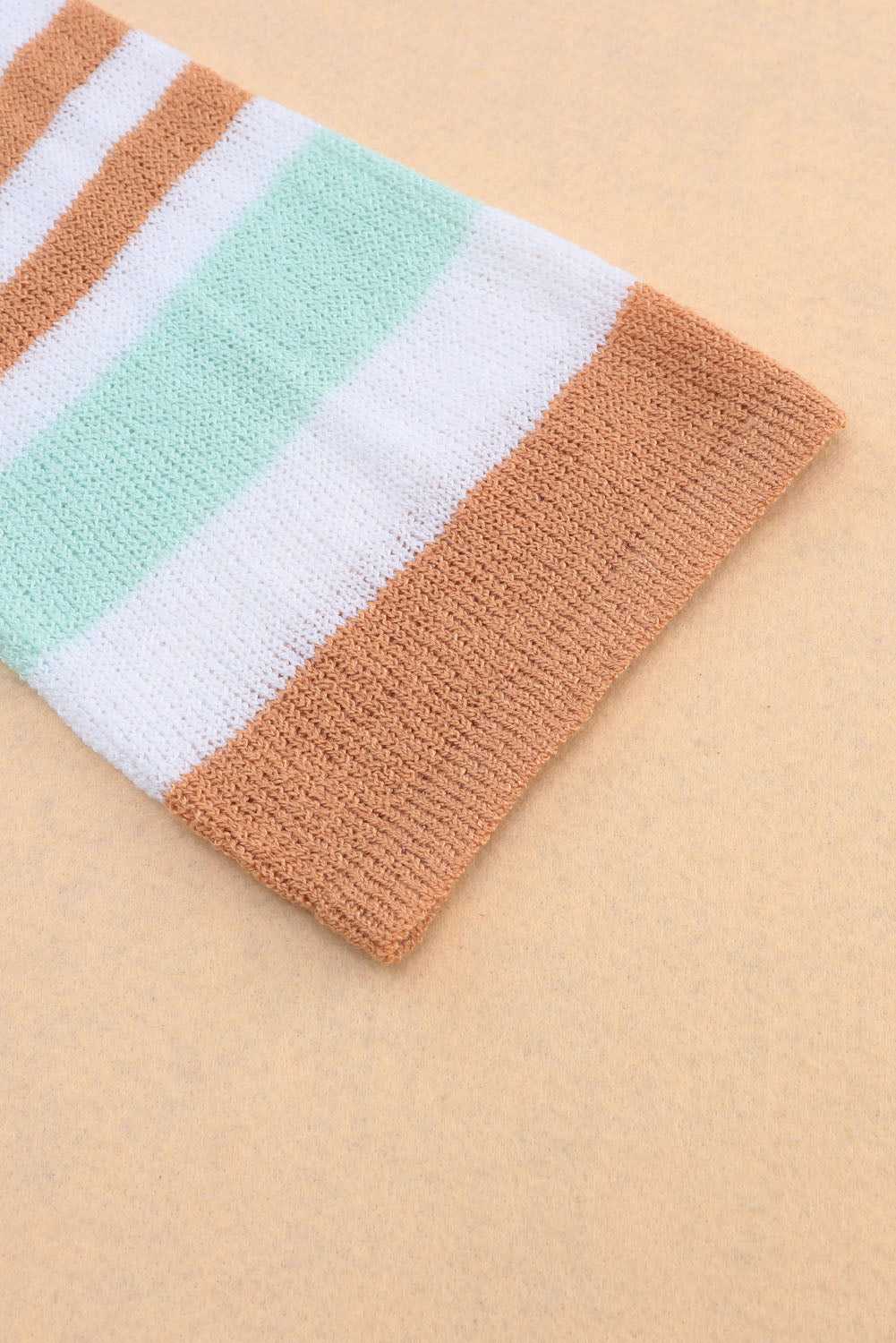 Multicolor Colorblock Stripe Long Sleeve Split Sweater Blue Zone Planet
