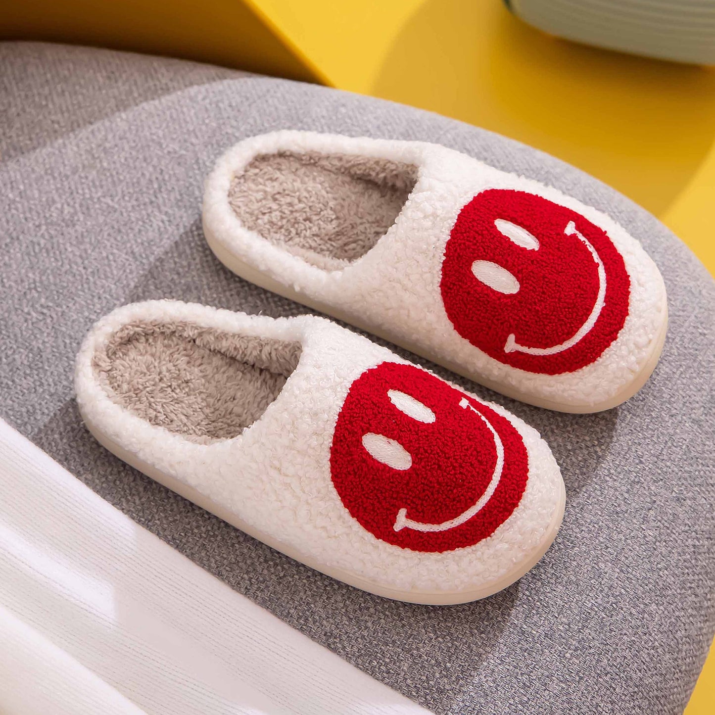 Blue Zone Planet | Melody Smiley Face Cozy Slippers BLUE ZONE PLANET