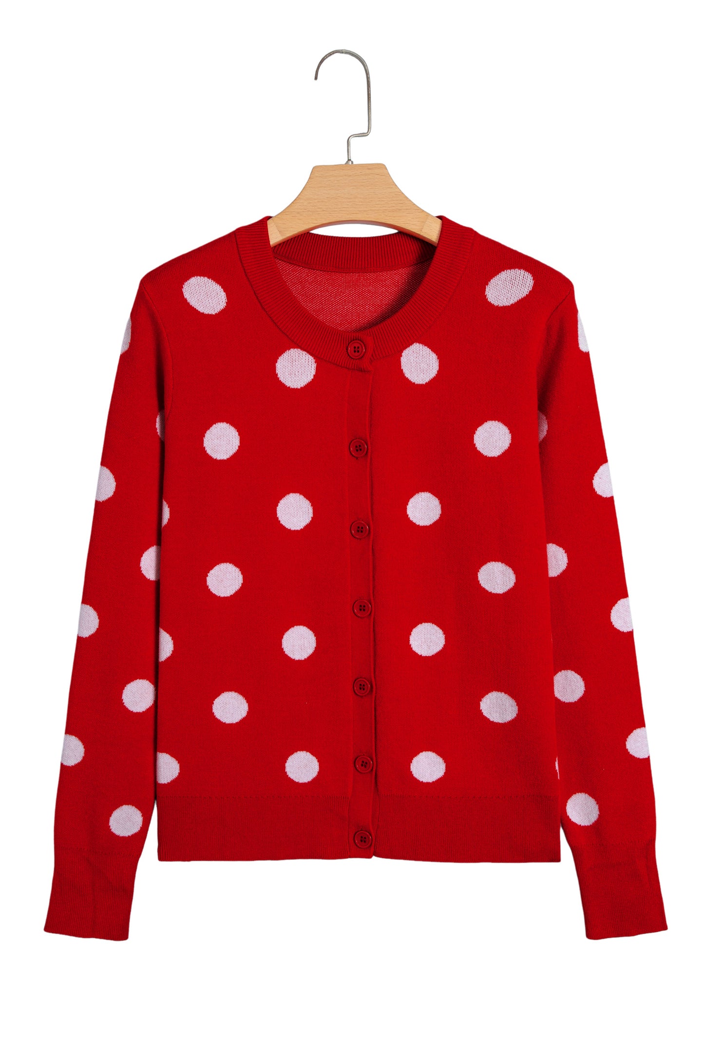 Bluing Casual Polka Dot Button Front Long Sleeve Sweater Cardigan