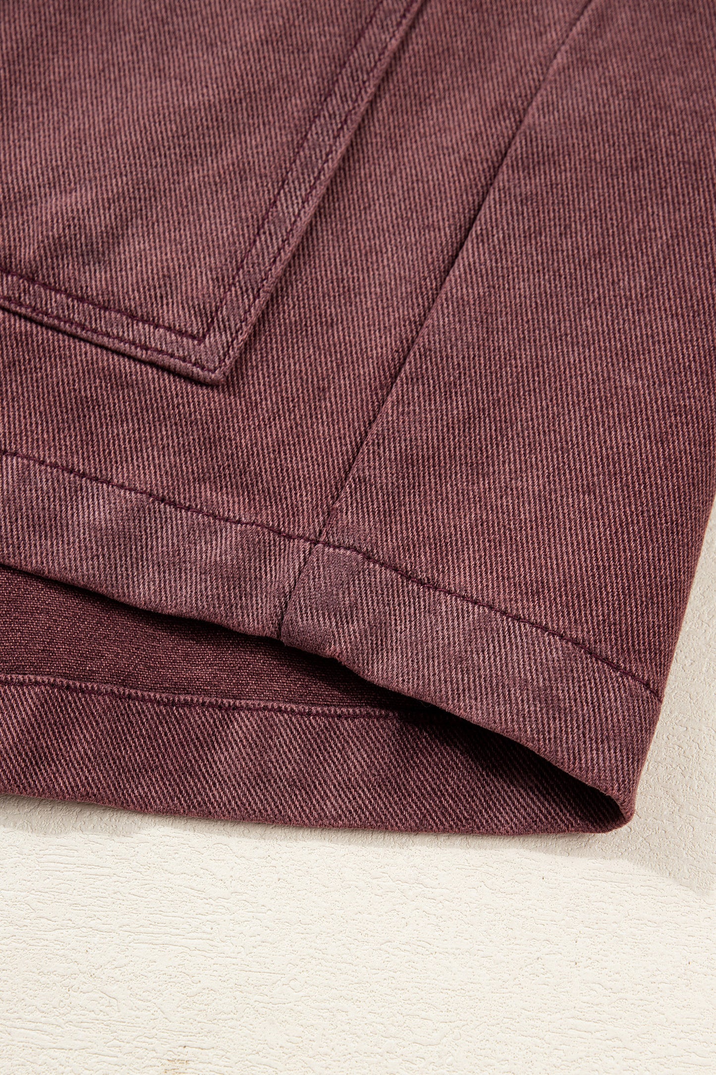 Coffee Corduroy Collar Zipped Front Denim Jacket