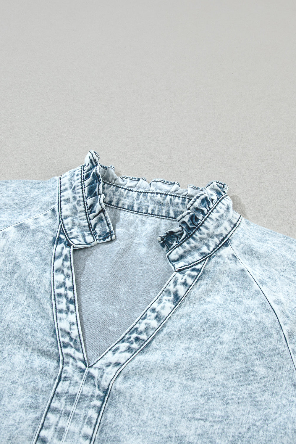 Blue Zone Planet | Dusk Blue Acid Wash Retro Half Sleeve Flared Denim Dress Blue Zone Planet