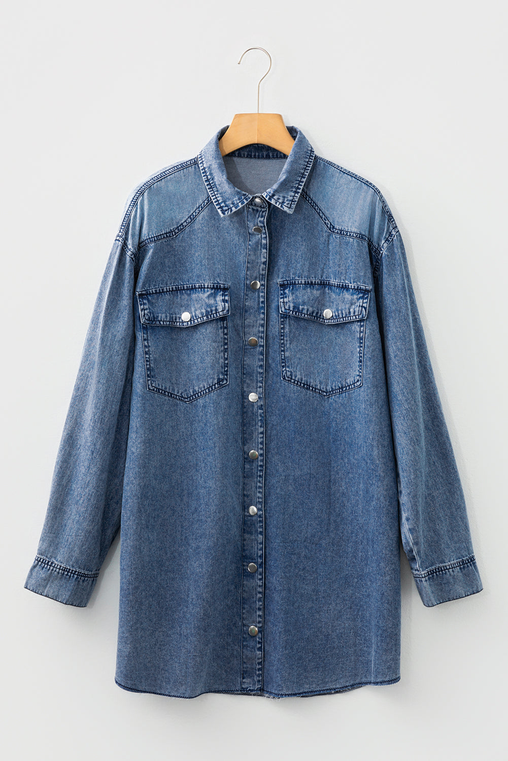 chinese dress ladies MARY Famous Denim Shirt Dress in Tide main image 1