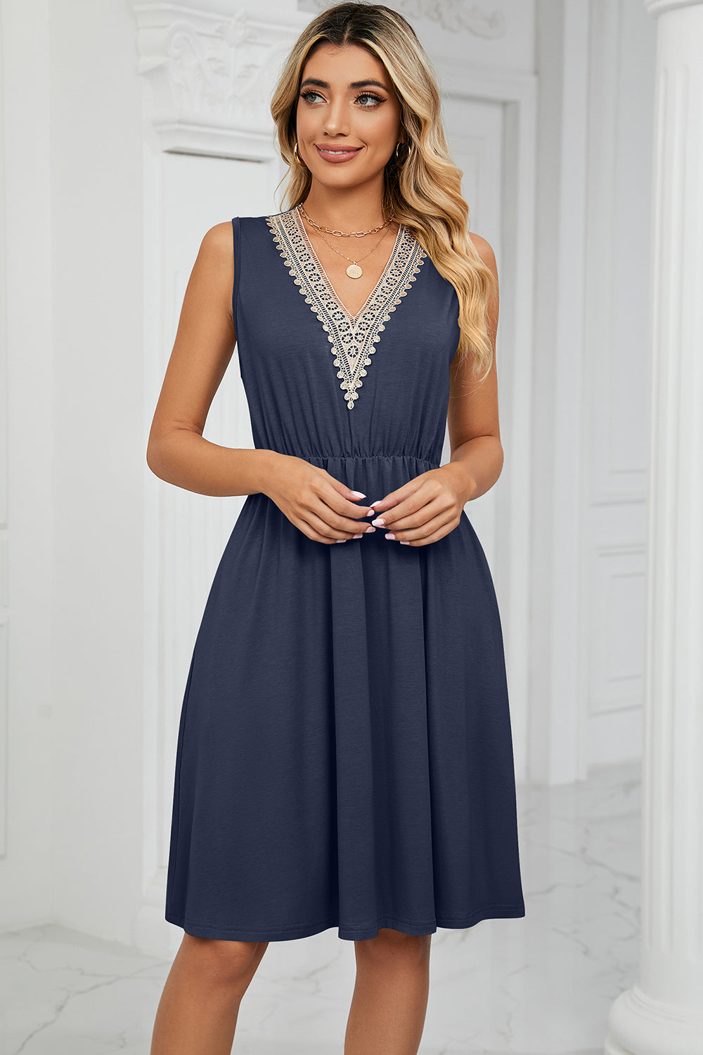 Blue Zone Planet | Pocketed V-Neck Wide Strap Dress BLUE ZONE PLANET