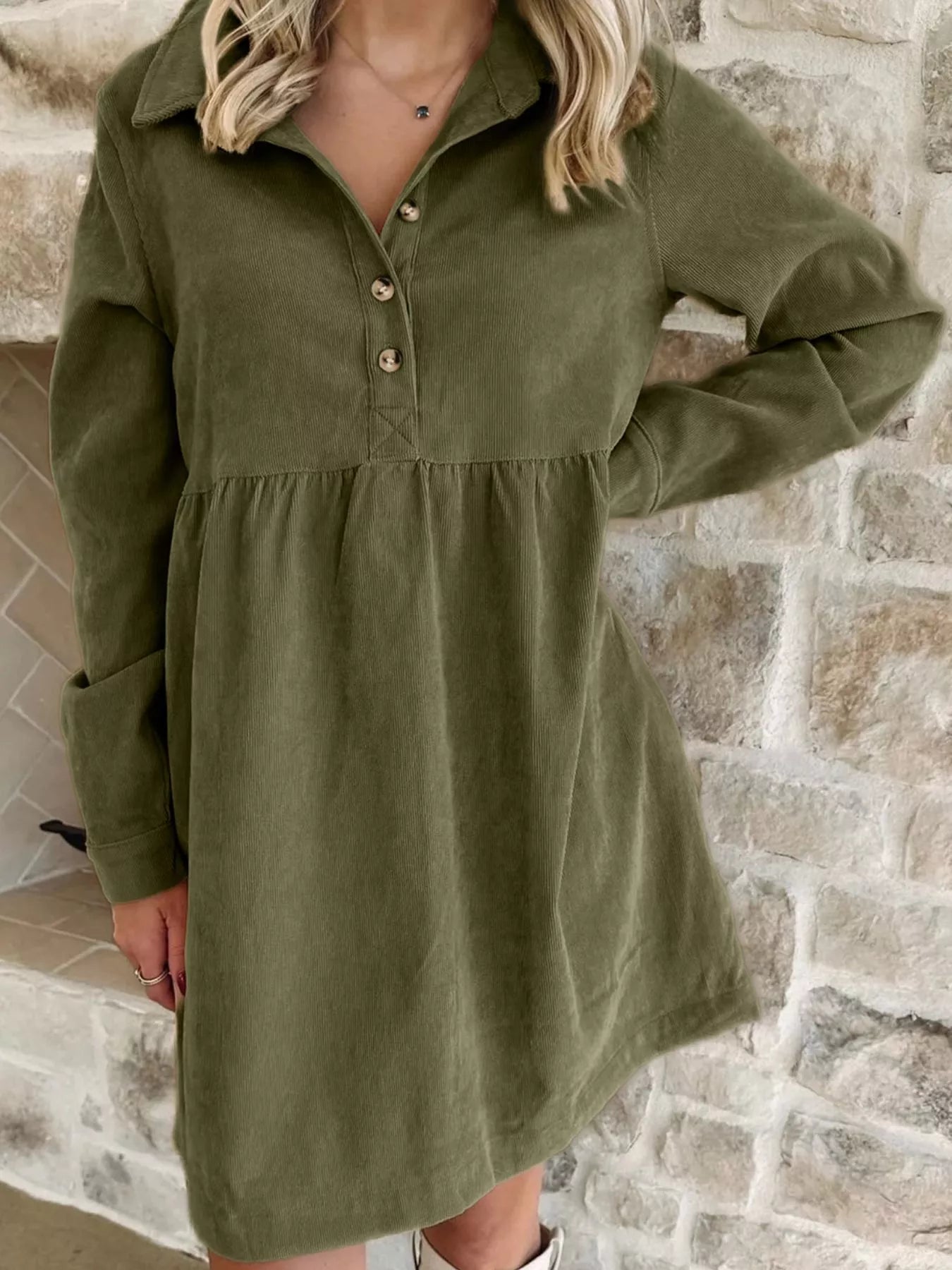 knee length dresses for ladies Womens Corduroy Button Up Tiered Mini Dress| Boho Clothing  Sophie & Hailee