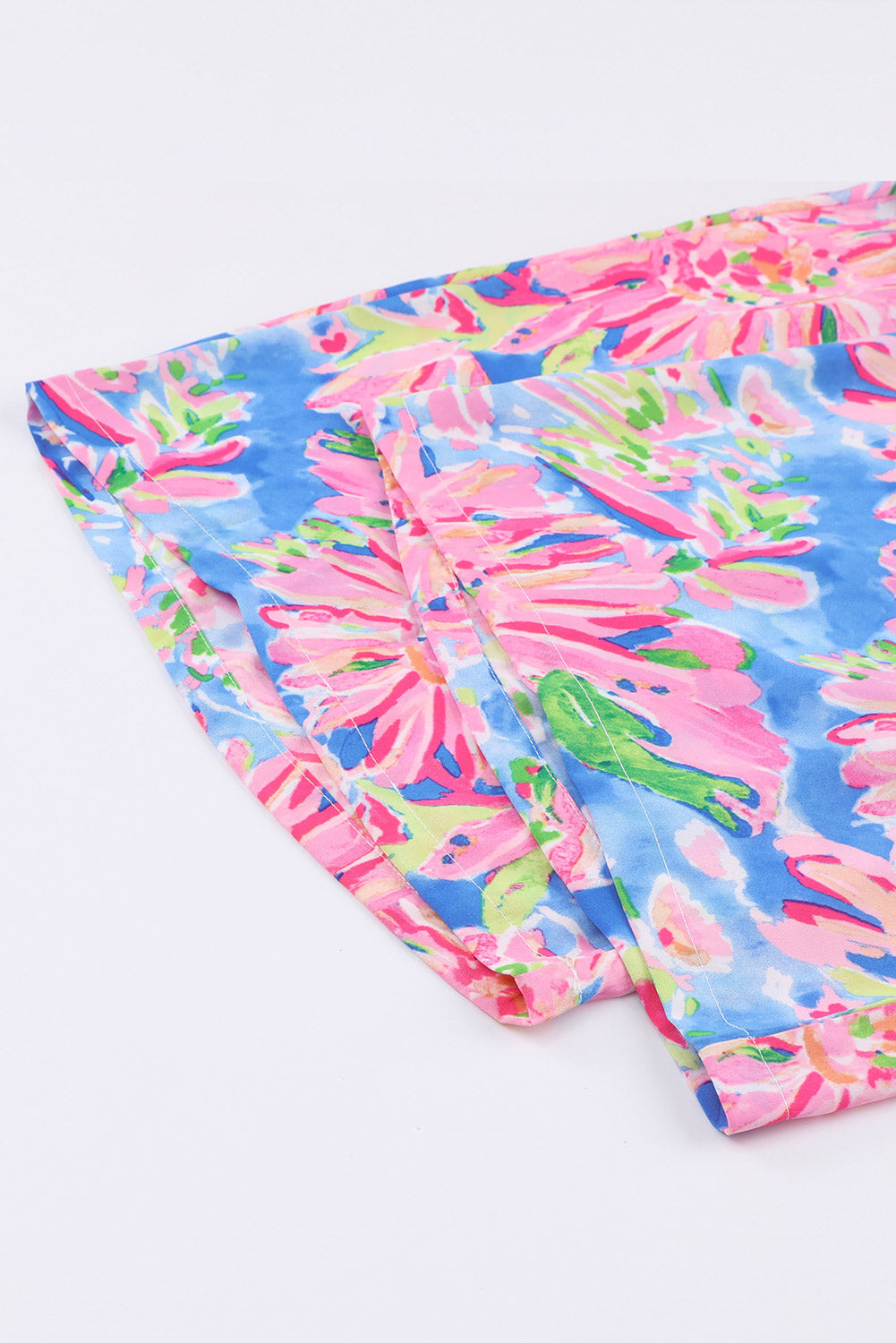 Pink Abstract Floral Painting Smocked Wide Leg Jumpsuit Blue Zone Planet