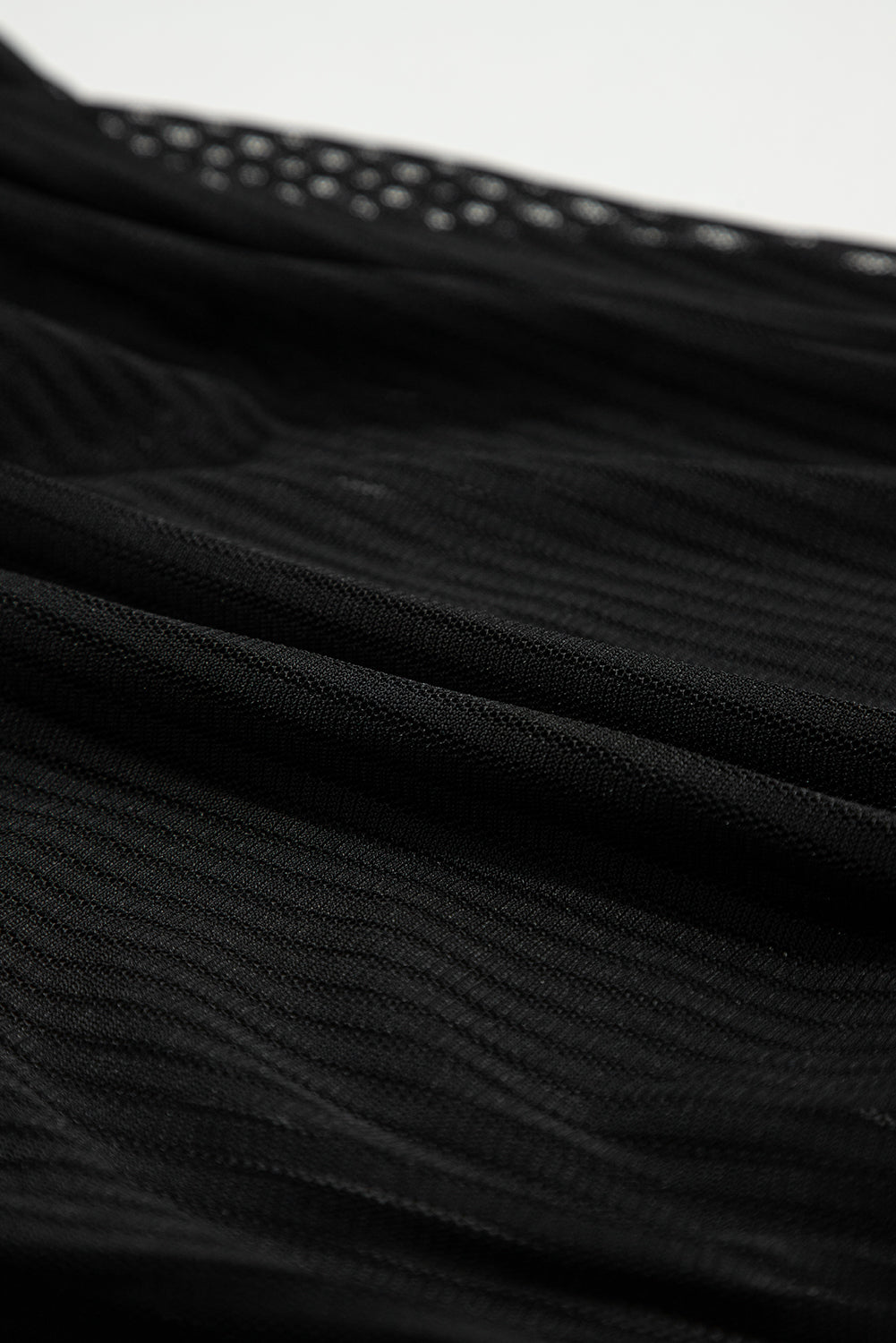 Blue Zone Planet |  Black Striped Mesh Knotted Hem Tankini Swimsuit Blue Zone Planet