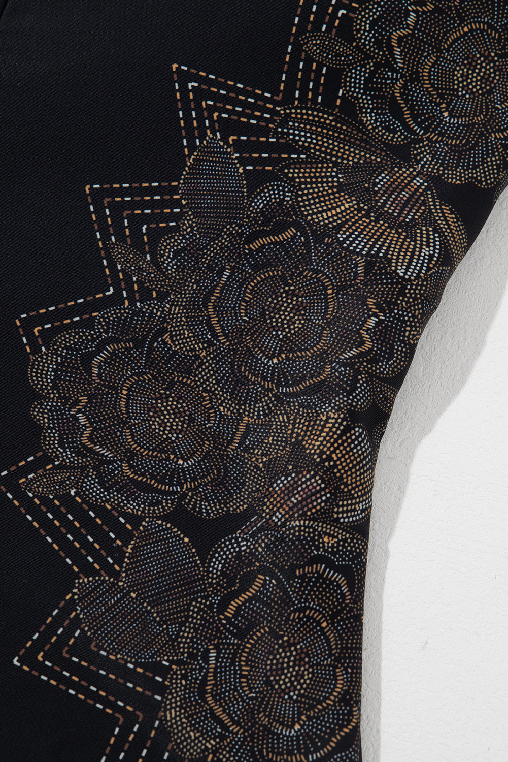 Blue Zone Planet | Black Petal Print Crisscross Back Spaghetti Straps Swimsuit Blue Zone Planet