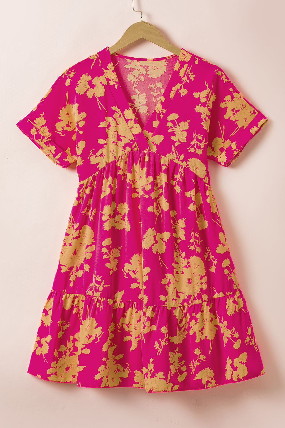 Rose Floral Print Batwing Sleeve Smock Dress Blue Zone Planet