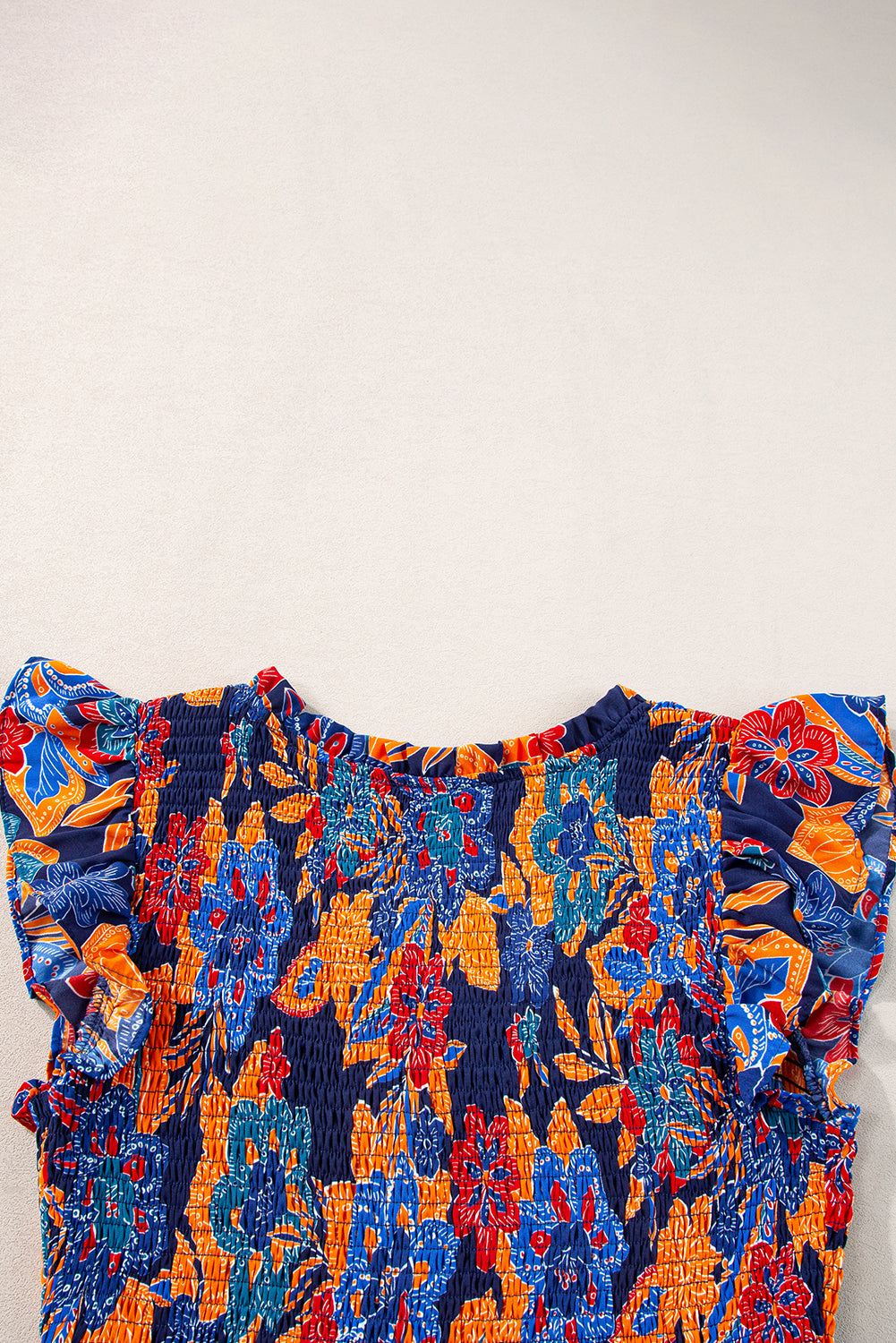 Dark Blue Boho Floral V Neck Ruffle Tiered Long Dress Blue Zone Planet