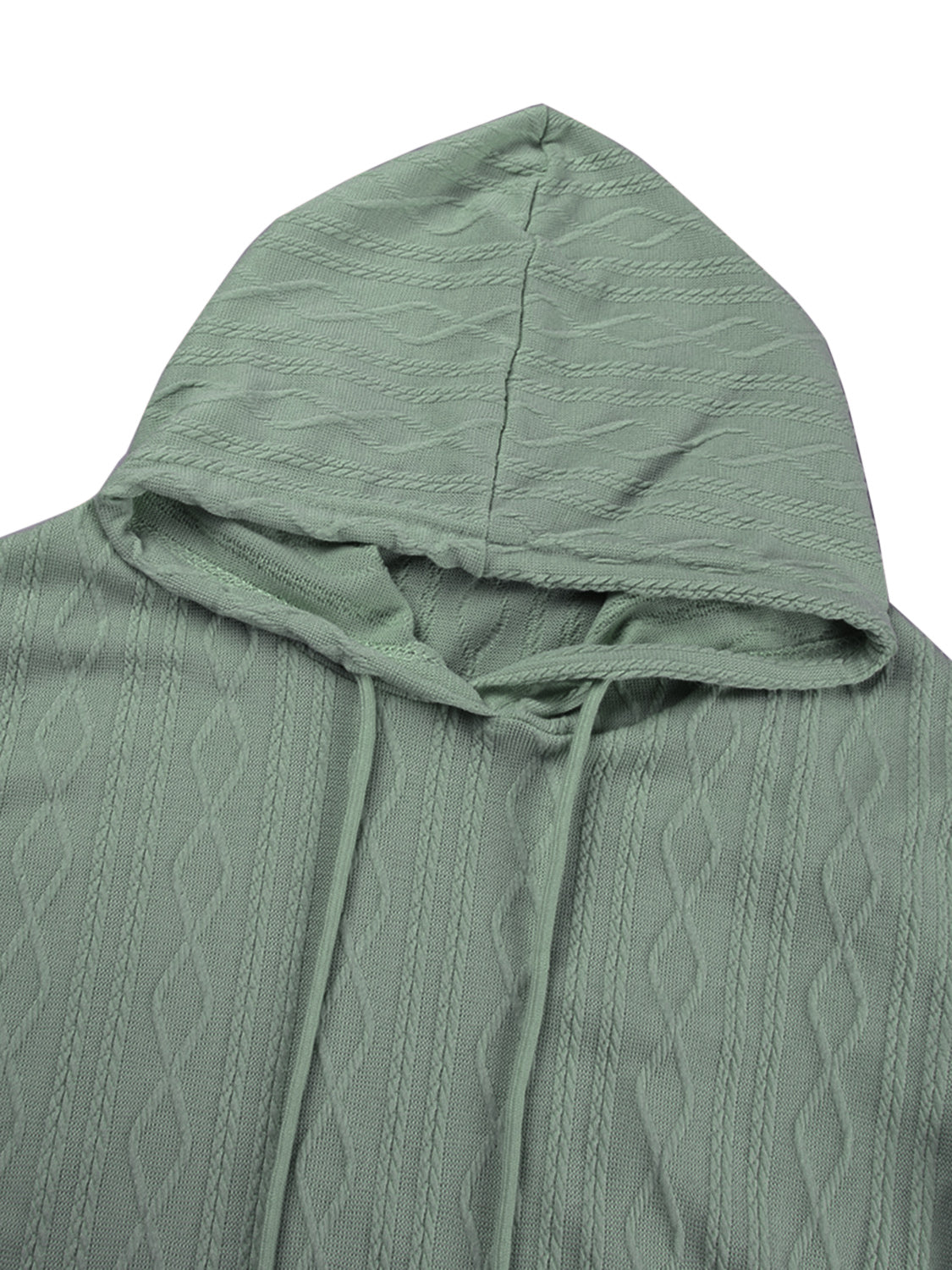 Blue Zone Planet | Textured Drawstring Long Sleeve Hooded Dress BLUE ZONE PLANET