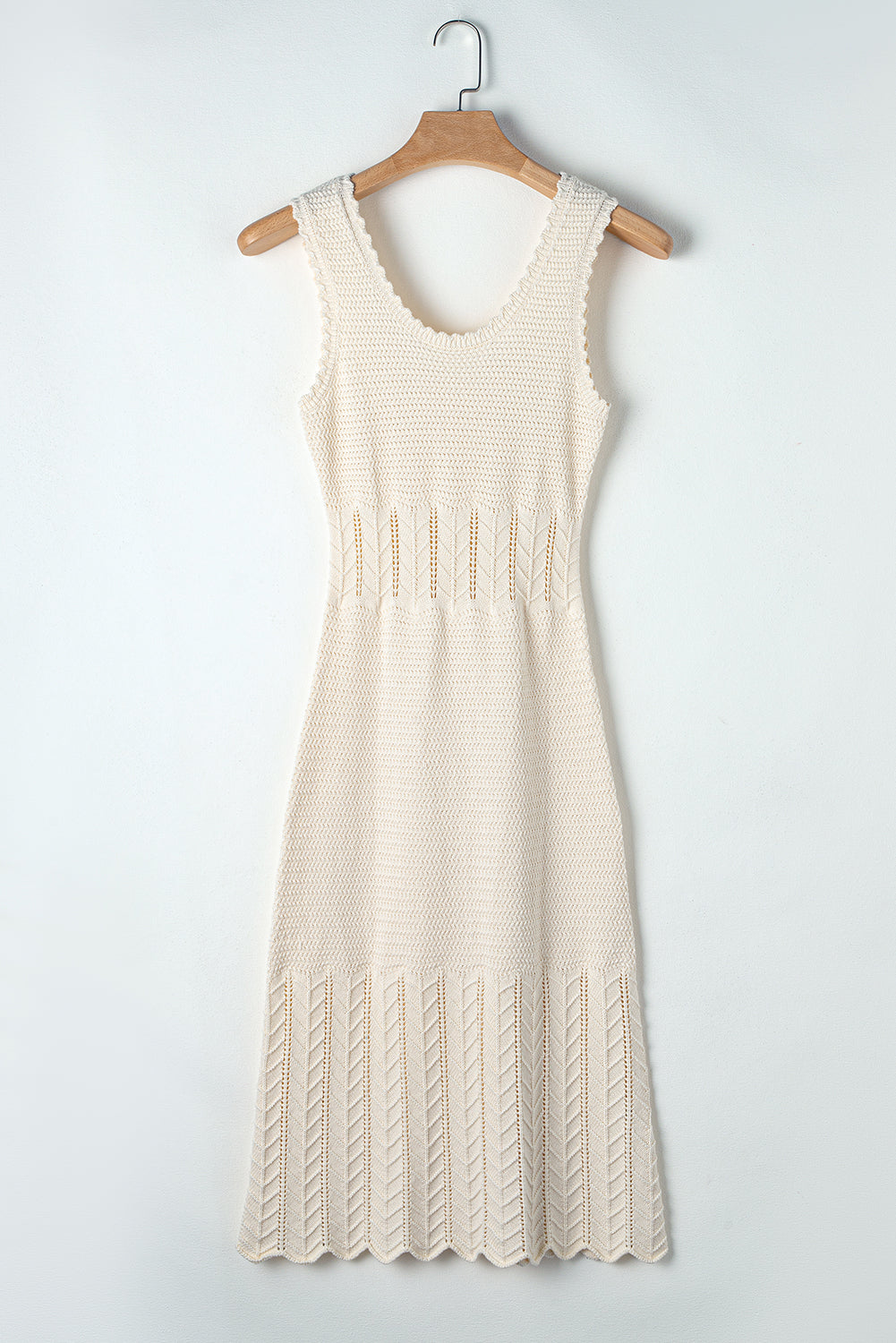 Beige Mix Texture Knitted Sleeveless Sweater Dress-Dresses/Sweater Dresses-[Adult]-[Female]-2022 Online Blue Zone Planet