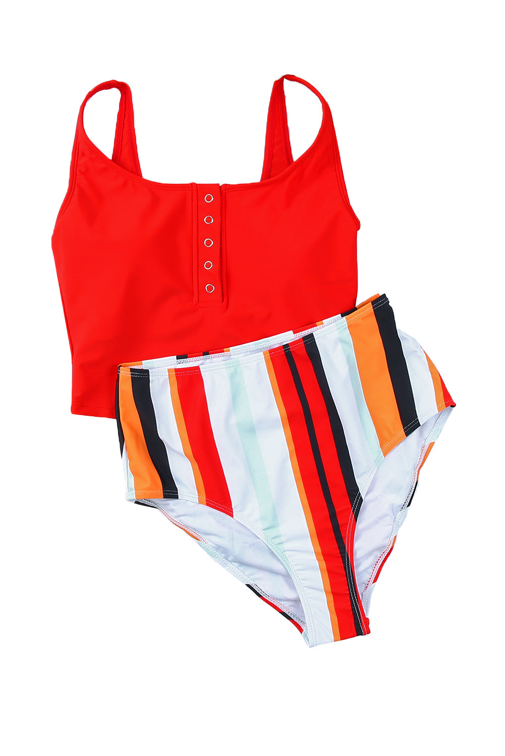 Genevieve Black Square Neck Sleeveless Fashion Print Tankini Set Blue Zone Planet