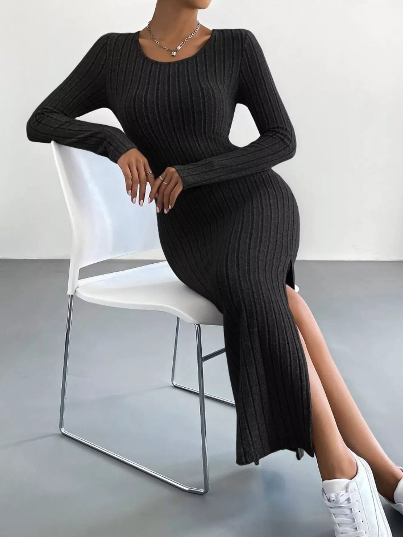 Full Size Ribbed Knit Bodycon Midi Dress Plus Size Full Size Ribbed Knit Bodycon Midi Dress Plus Size