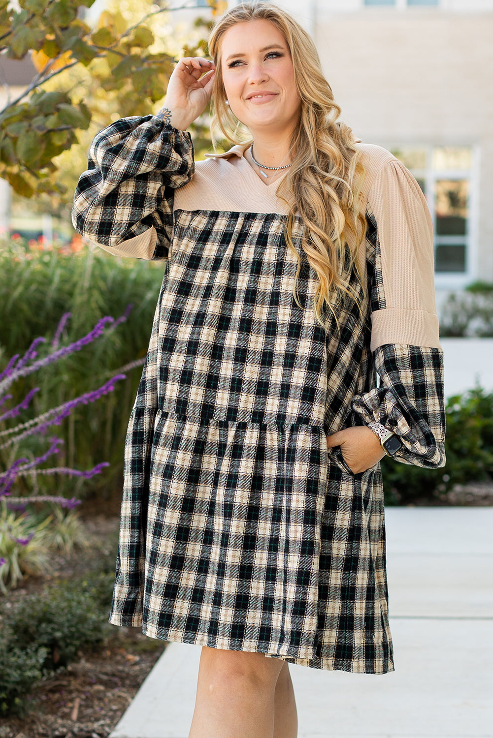 plus size plaid dress Blue Zone Planet