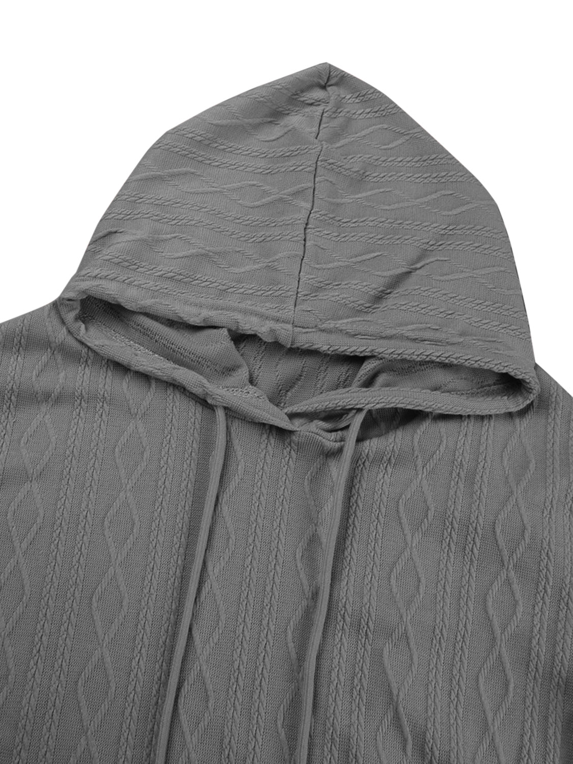 Blue Zone Planet | Textured Drawstring Long Sleeve Hooded Dress BLUE ZONE PLANET