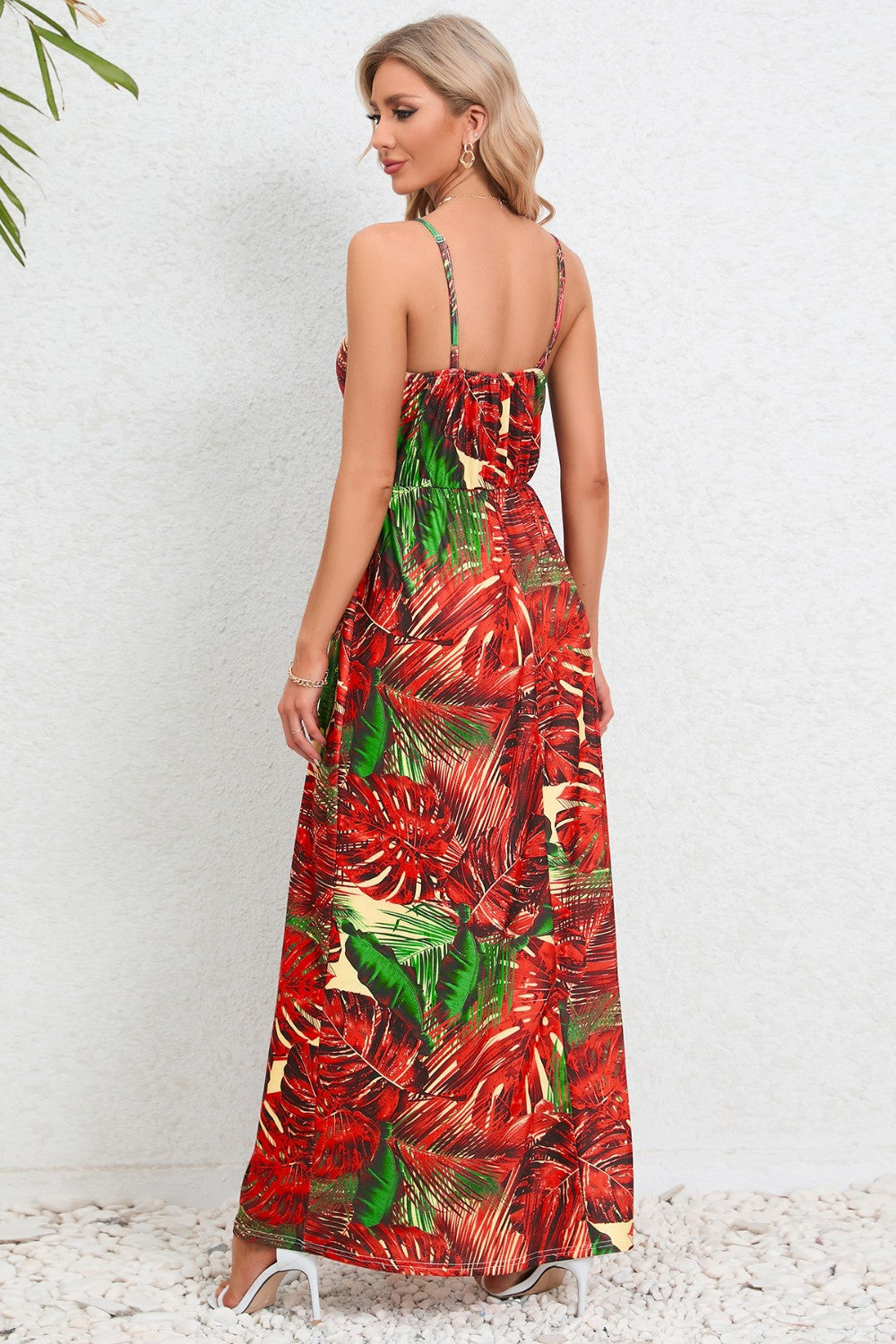 Blue Zone Planet | Printed Surplice Maxi Cami Dress BLUE ZONE PLANET