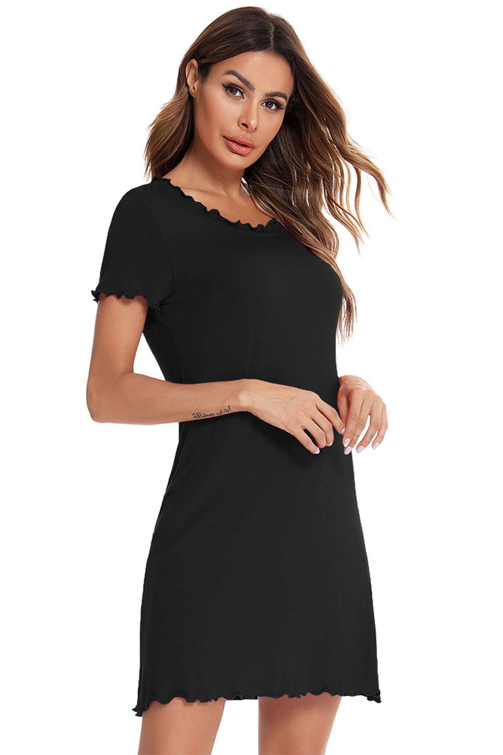 Blue Zone Planet | Round Neck Short Sleeve Lounge Dress BLUE ZONE PLANET