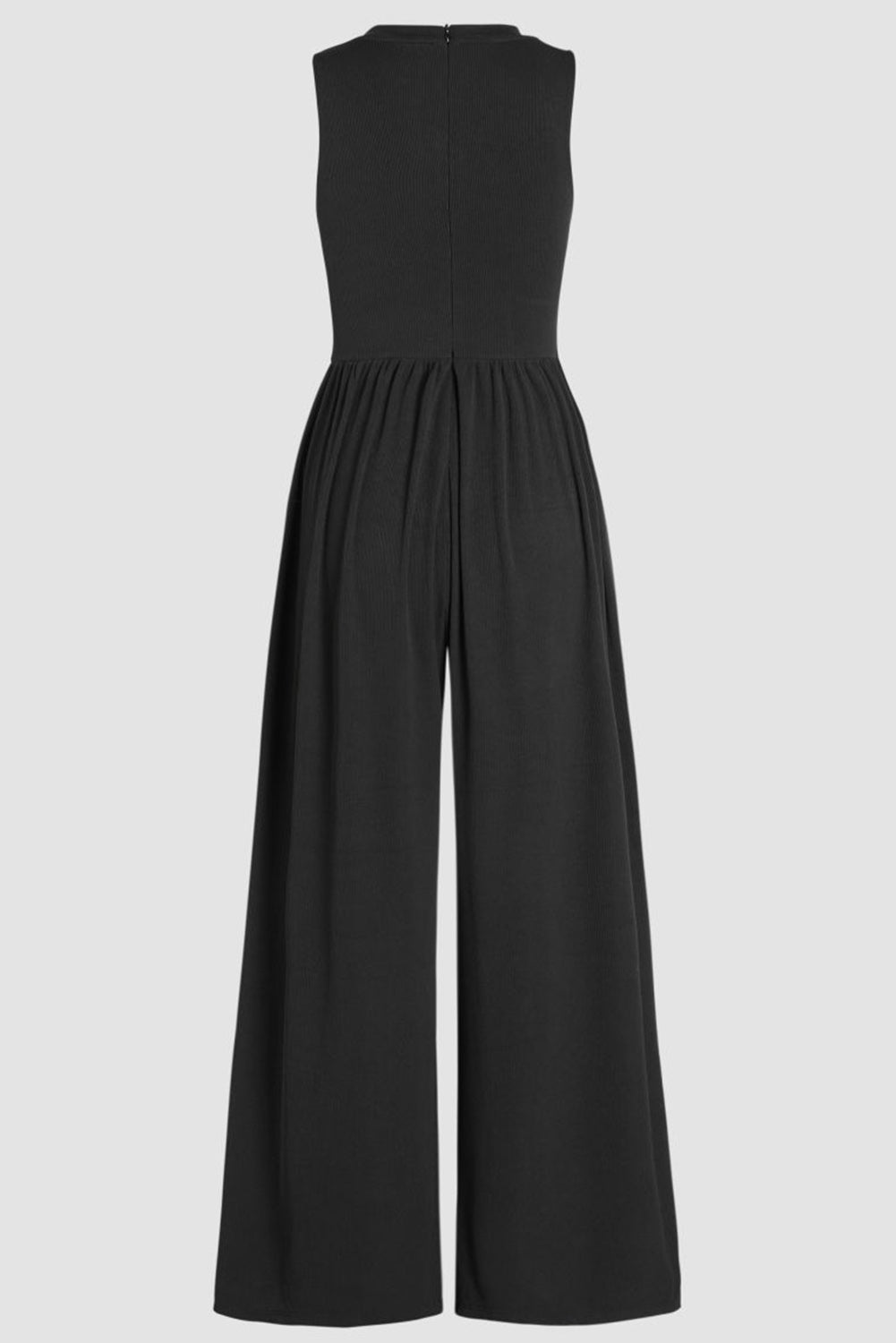 Black Cinched Waist Sleeveless Wide Leg Jumpsuit Blue Zone Planet