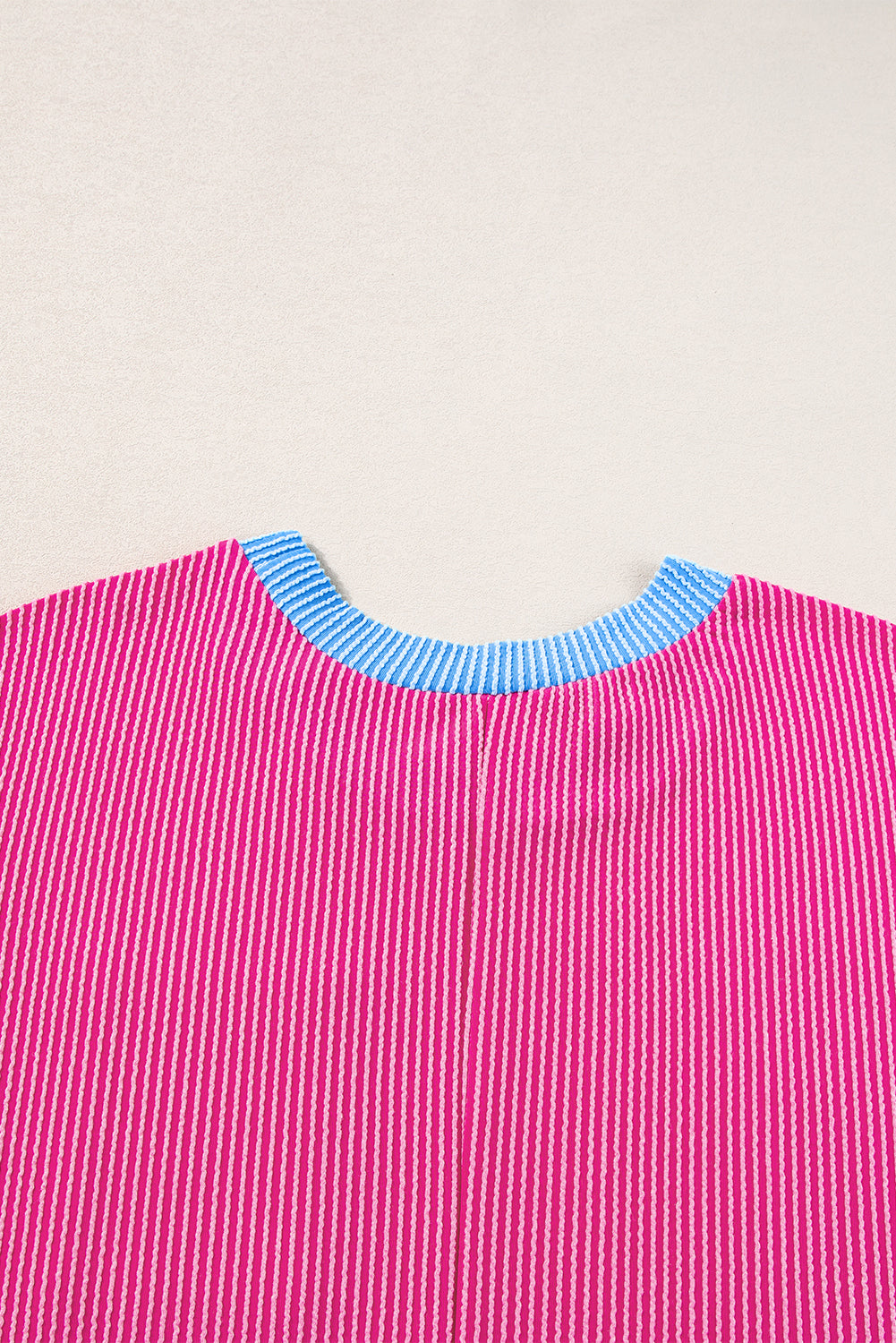 Rose Red Textured Colorblock Edge Patched Pocket T Shirt Dress Blue Zone Planet