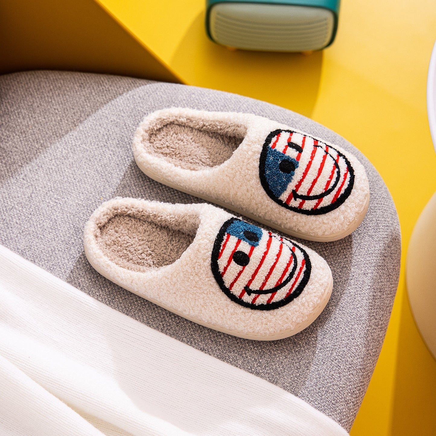 Blue Zone Planet | Melody Smiley Face Slippers BLUE ZONE PLANET