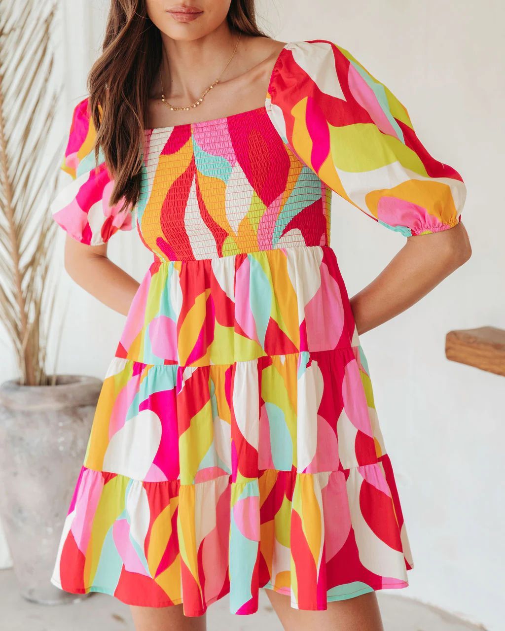 Blue Zone Planet | Laura's Petit Off-shoulder Collar Hedging Short-Sleeved Mini Dress Roma Costume, Inc.