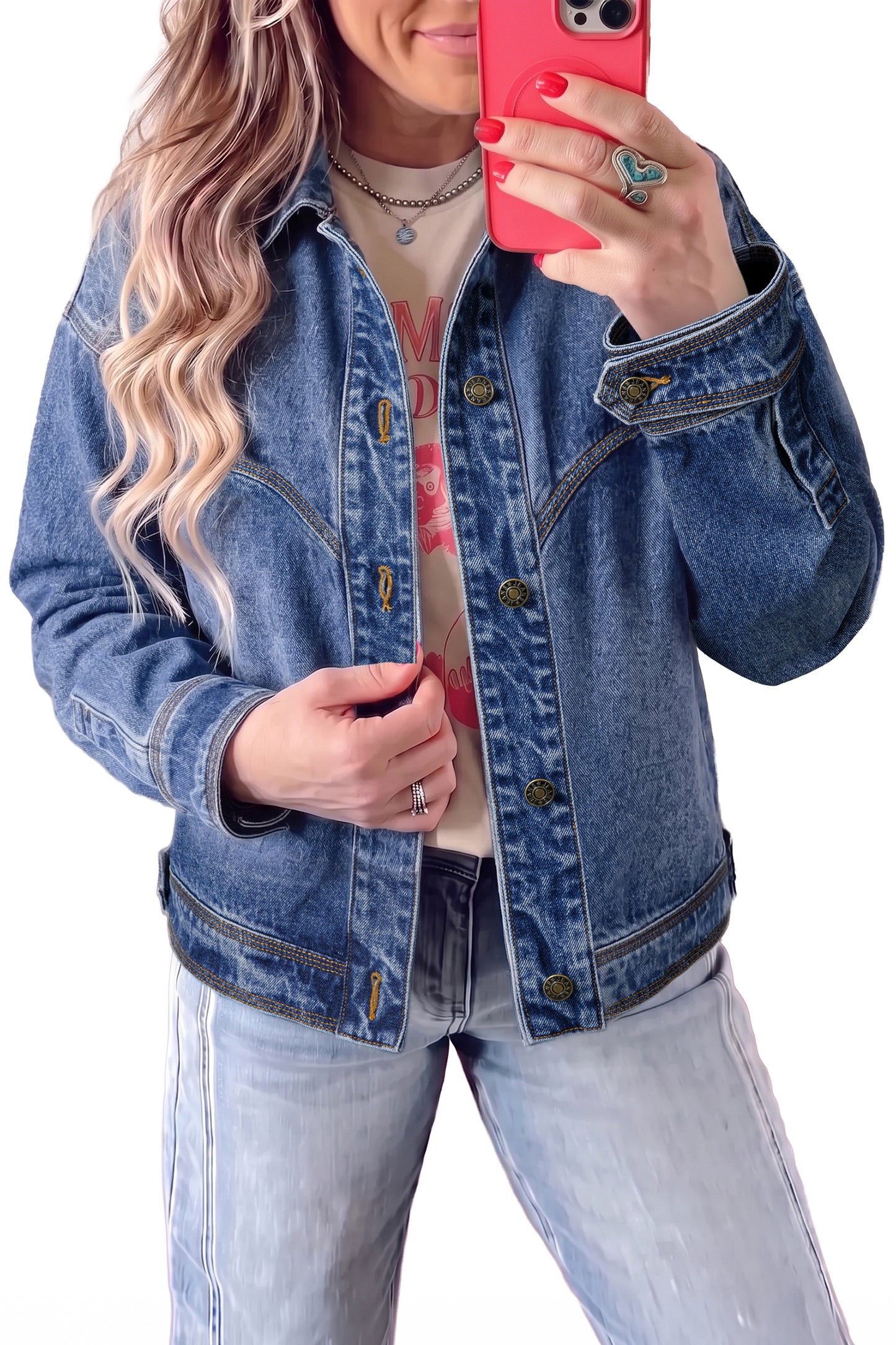 Sail Blue Vintage Wash Western Shift Denim Jacket