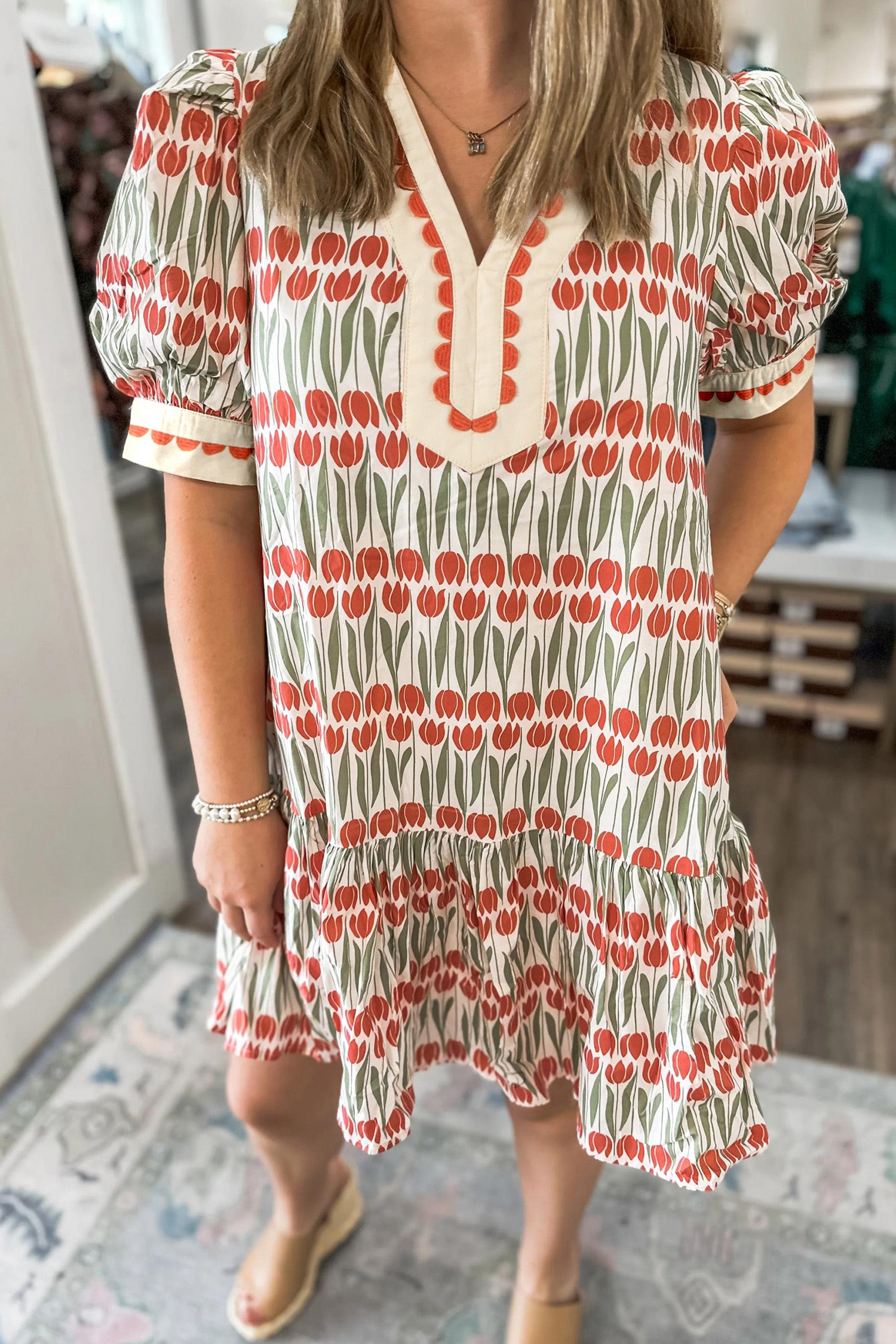 short tulip dress Tulip Cuff Back Tie Dress