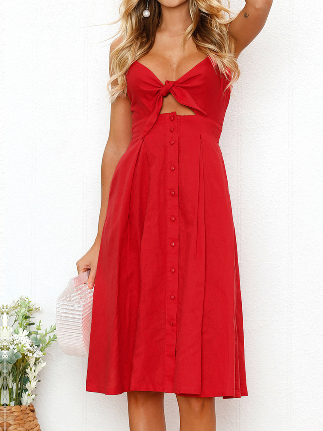 Cutout Smocked Sweetheart Neck Cami Dress BLUE ZONE PLANET